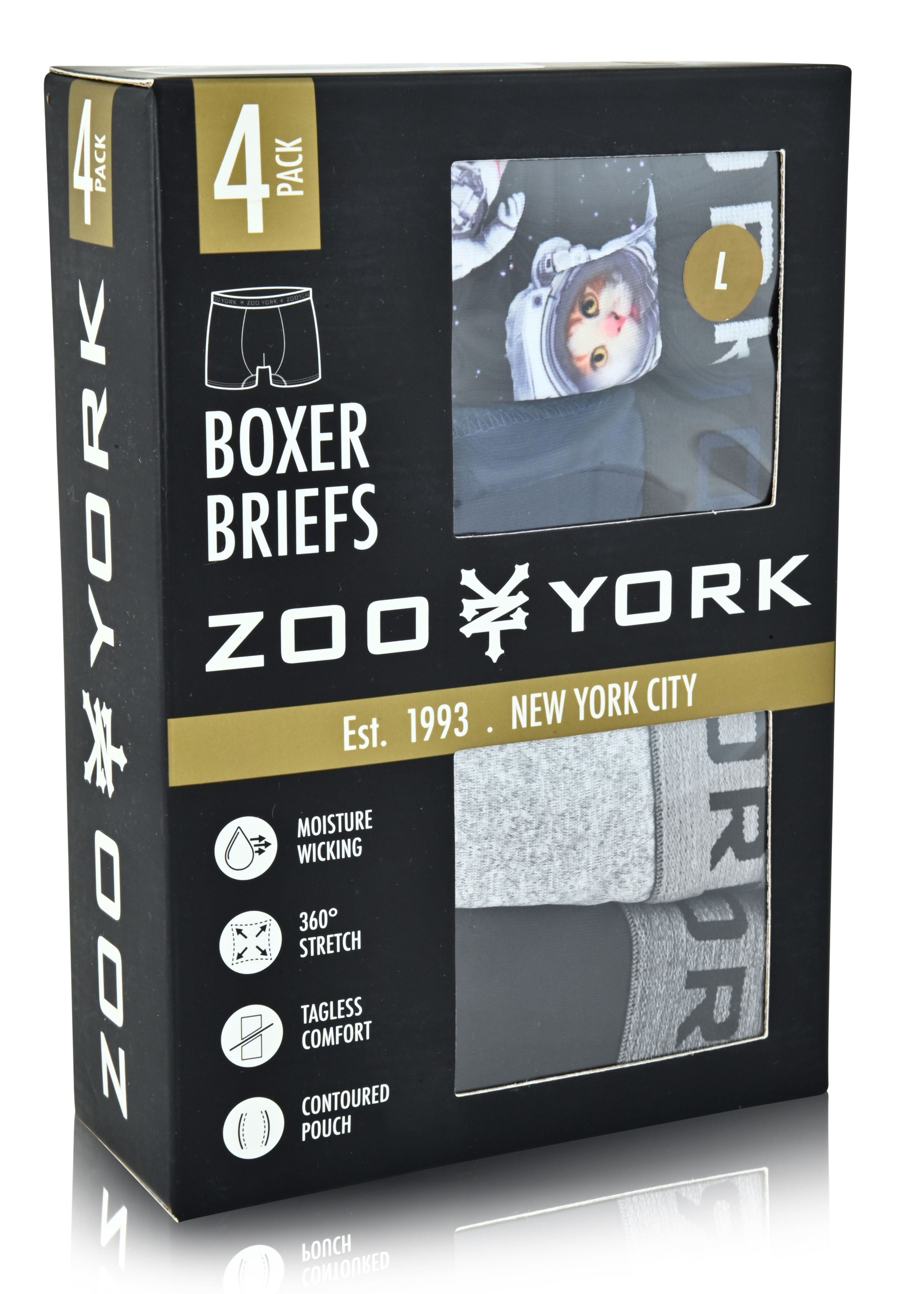 Zoo York Men's 4-Pack 360 Stretch Boxer Briefs - Printed & Solid Color Premium Underwear for Men