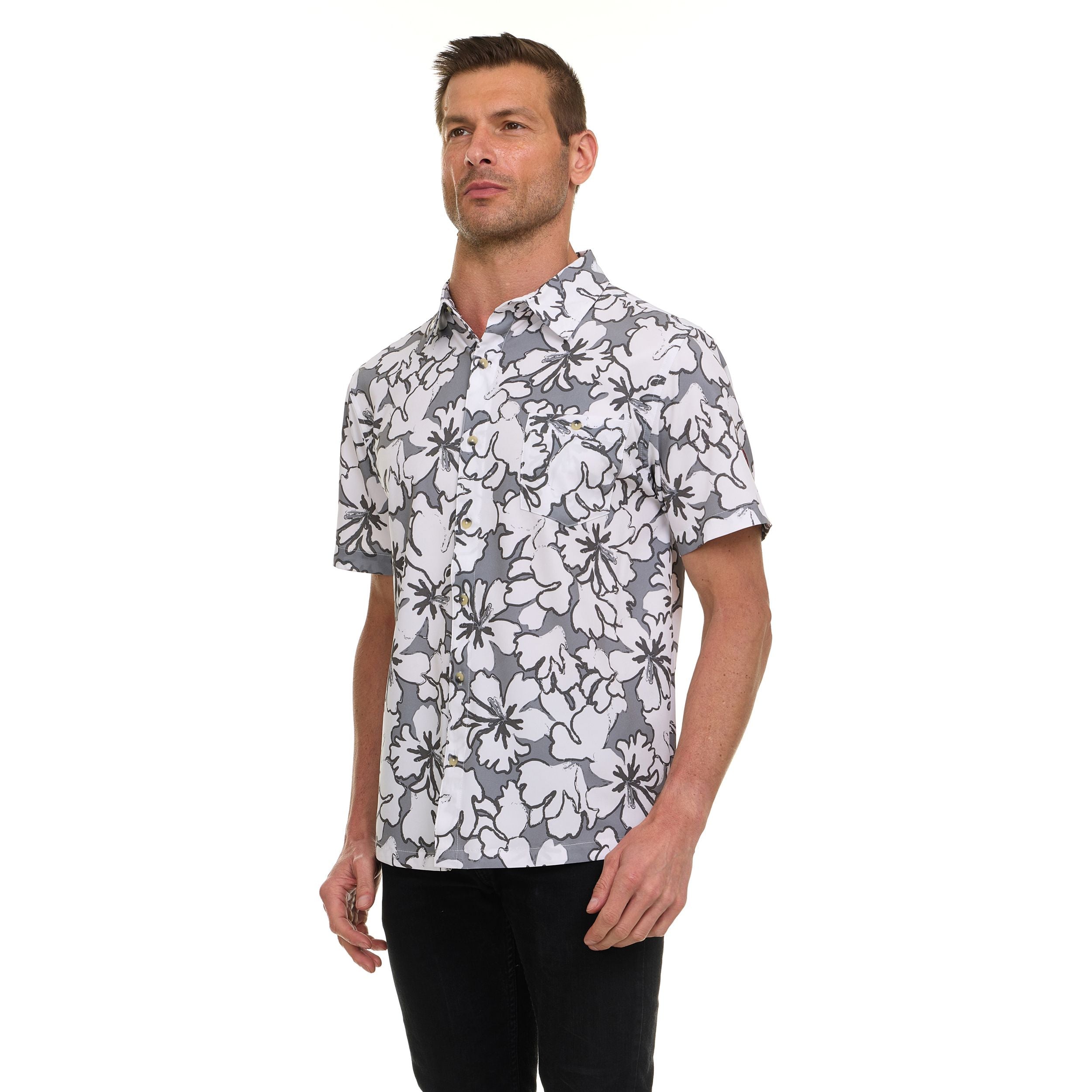 Canada Weather Gear Men’s Short Sleeve Button-Down Shirt – Casual Lightweight Printed Shirt with Chest Pocket