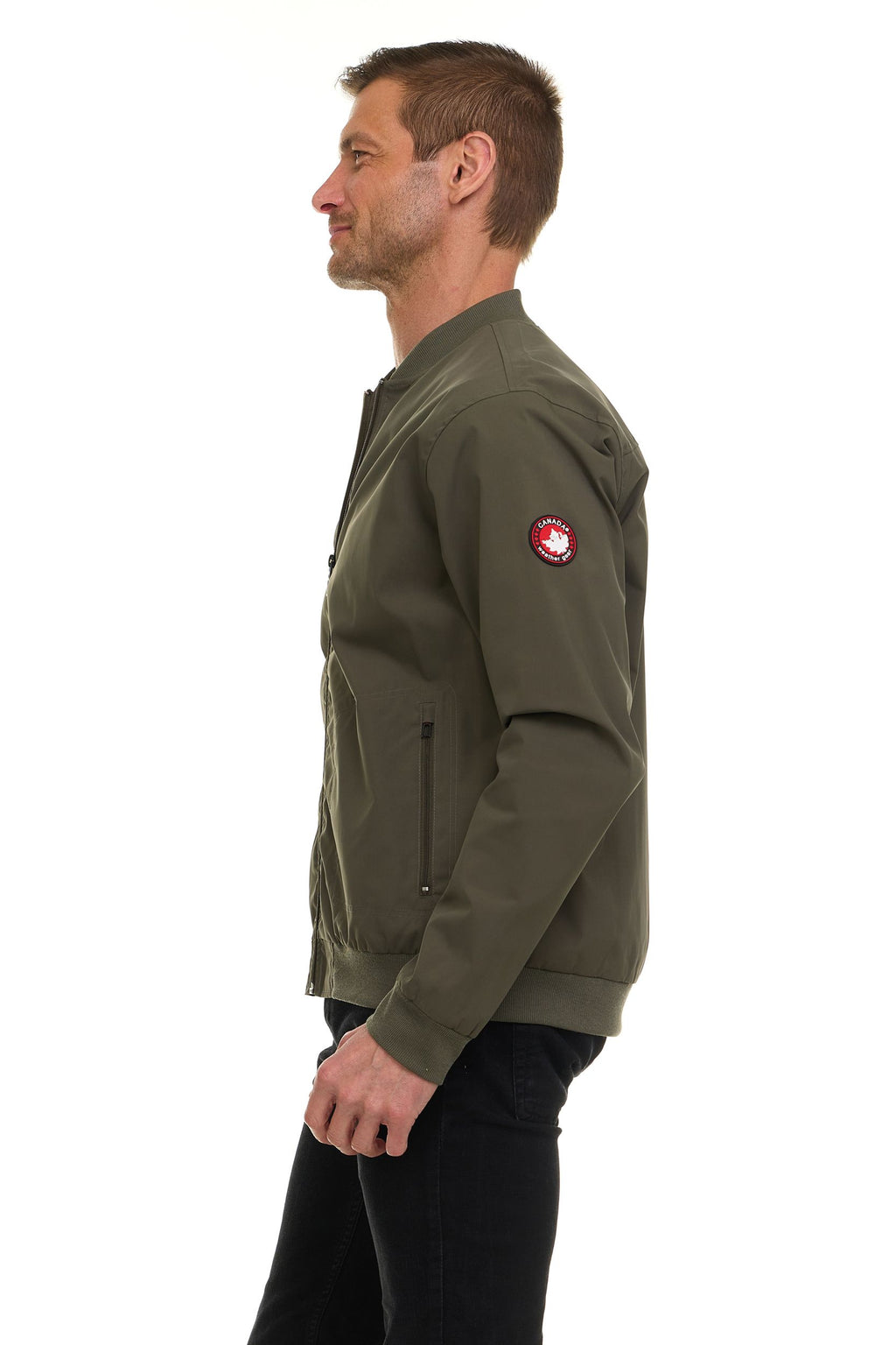 Canada Weather Gear Men’s Water Resistant Microfiber Bomber Jacket – Lightweight Zip-Up Windbreaker with Sleeve Pocket