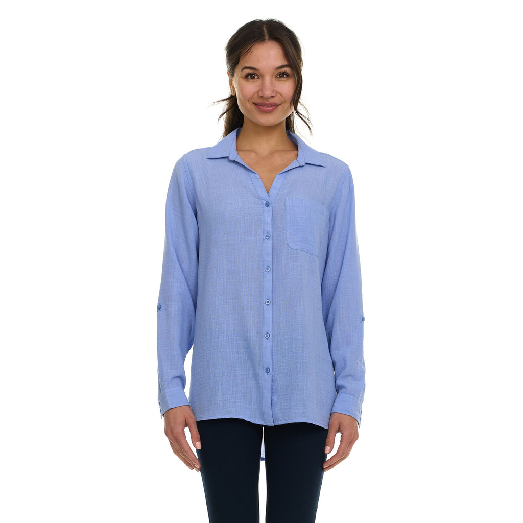 Super Triple Goose Women’s Linen Long Sleeve Button-Down Shirt – Lightweight Casual Collared Top with Pocket
