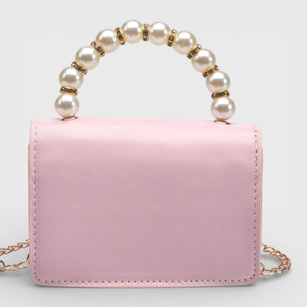Willow & Ruby Girls' Mini Pearl Handle Crossbody Bag with Rhinestone Bow