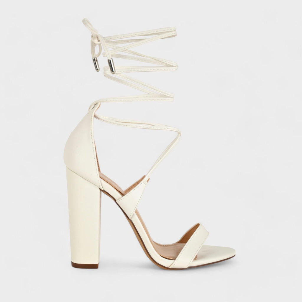 Charles Albert Women's High Heeled Dressy Strappy Lace Up Block Heels for Women's Open Toe, Gladiator, Comfy 4-Inch Heeled Sandals