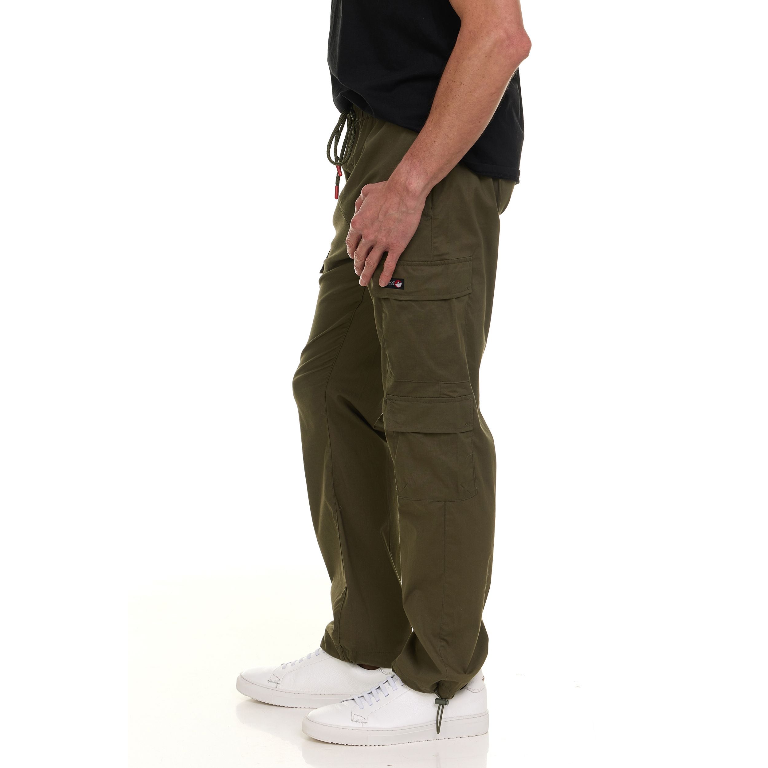 Canada Weather Gear Men’s 4-Pocket Lightweight Cargo Pants – Elastic Waistband with Drawstring, Adjustable Hem, Relaxed Fit