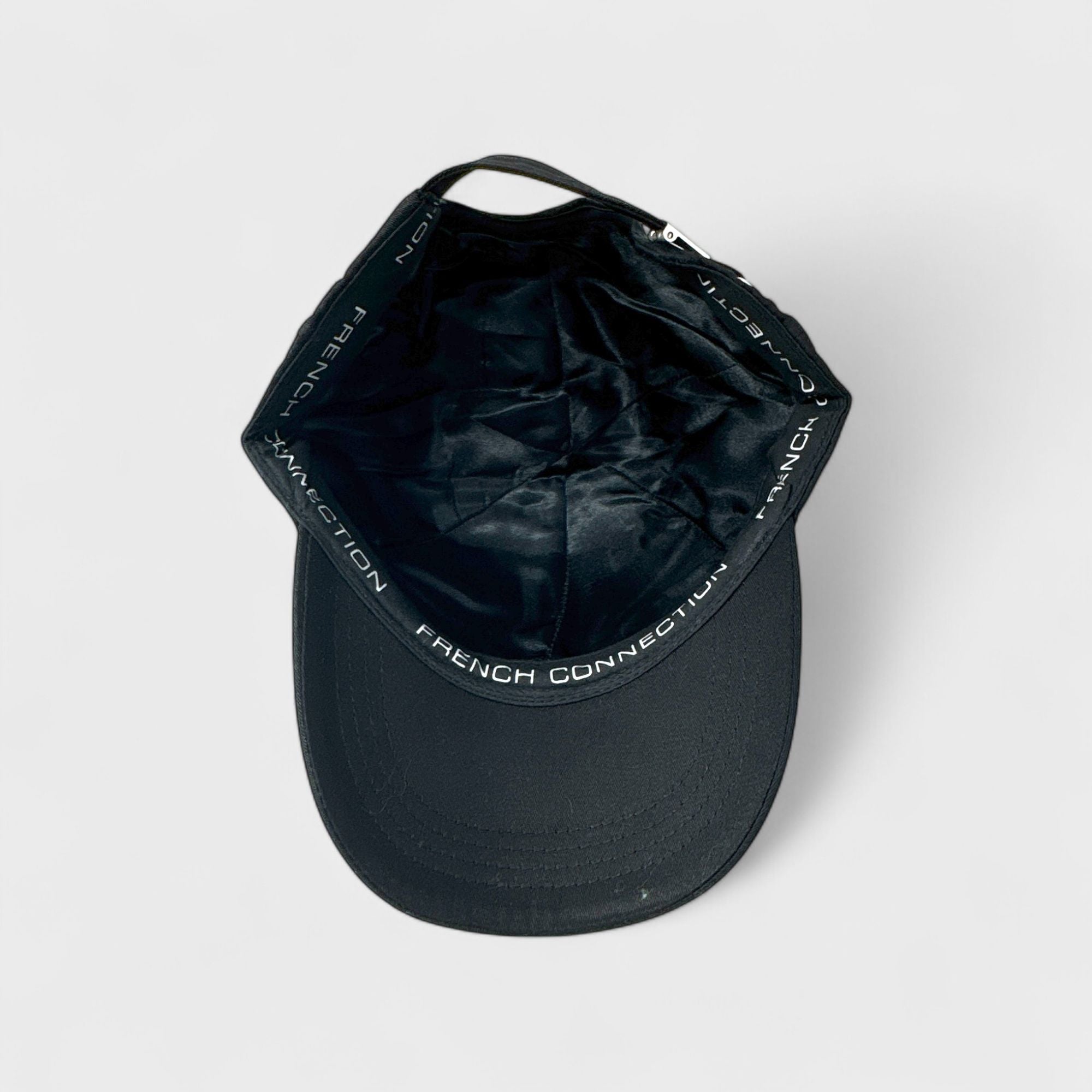 French Connection Classic Black Baseball Cap - Adjustable Back Strap, Embroidered Logo