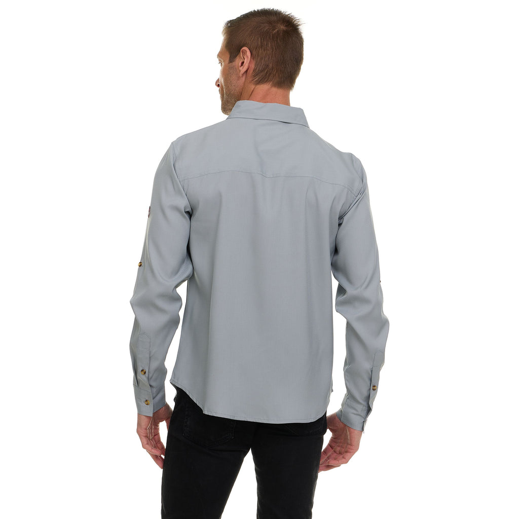 Canada Weather Gear Men’s Long Sleeve Ripstop Shirt – Roll-Up Sleeves, Dual Chest Pockets, Outdoor Lightweight Button-Down