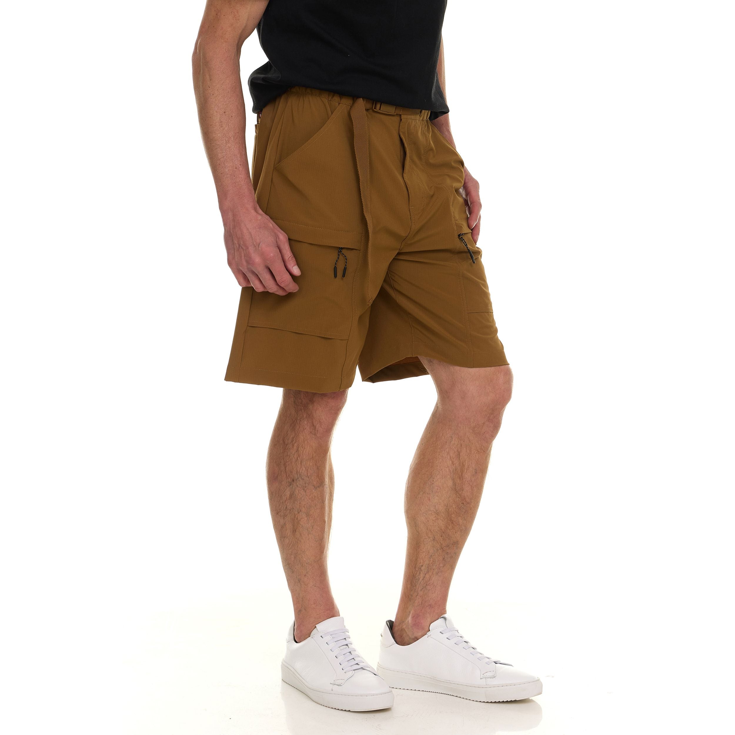 Canada Weather Gear Men’s Cargo Belted Shorts – Lightweight Stretch Twill Knee-Length Shorts with Pockets