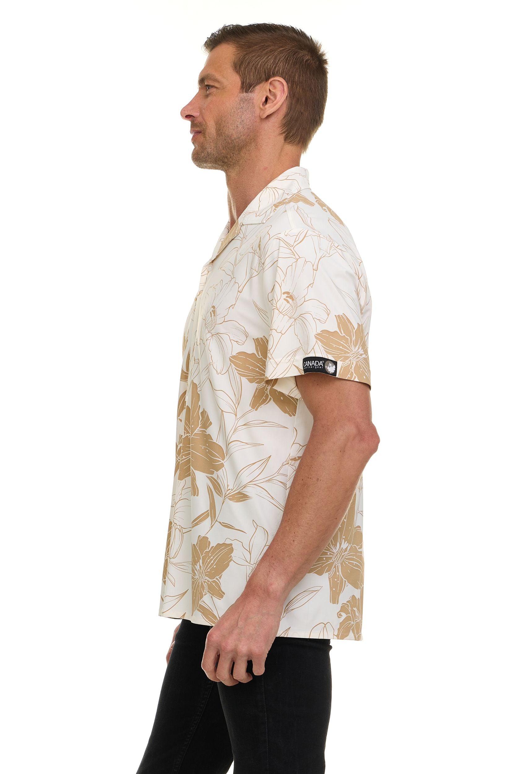 Canada Weather Gear Men’s ICE Fabric Camp Collar Shirt – Super Stretch 4-Way Stretch Button-Up Short Sleeve Shirt for Men