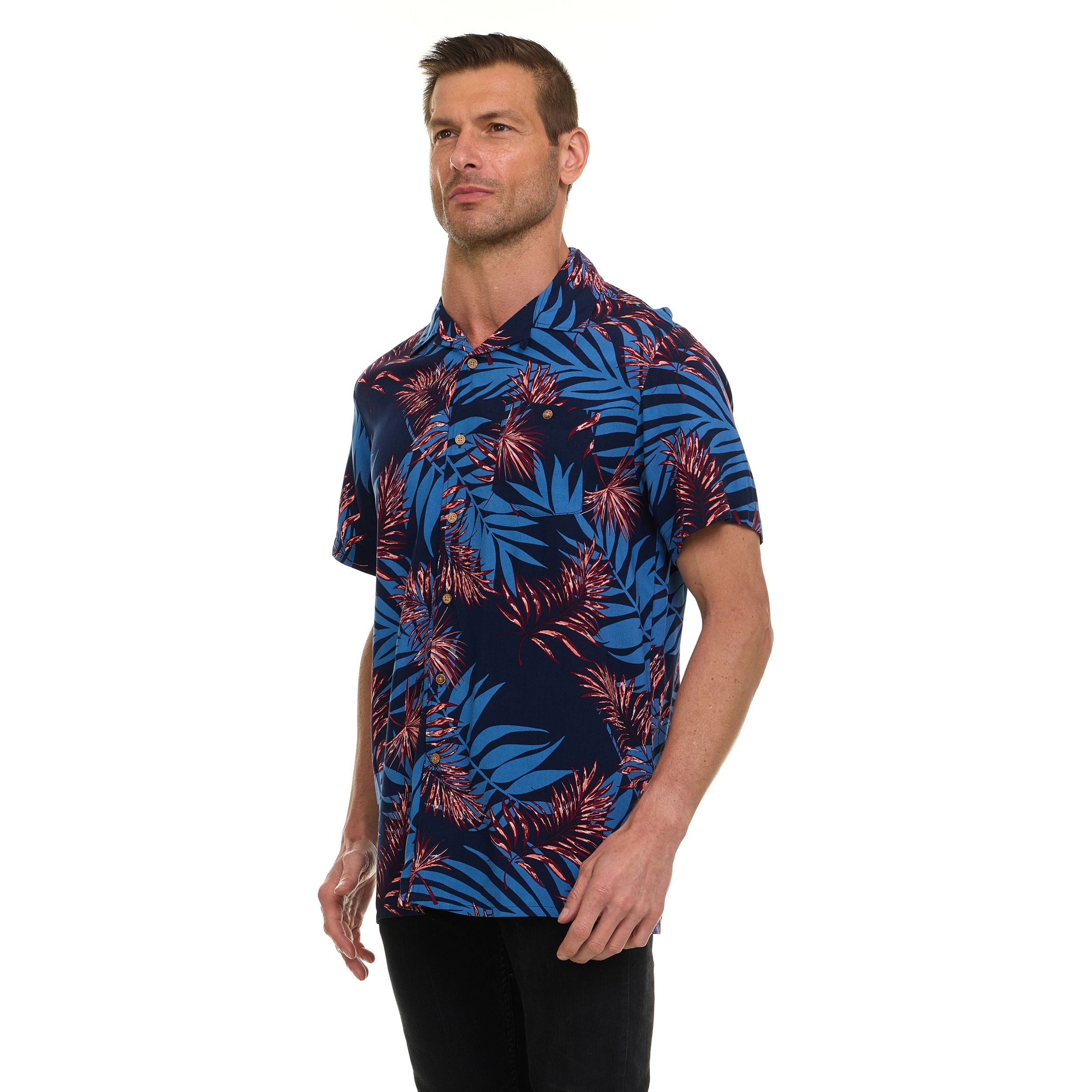 Super Triple Goose Men’s Short Sleeve Button Down Aloha Shirt – Soft Feel, Moisture Wicking, Easy Care