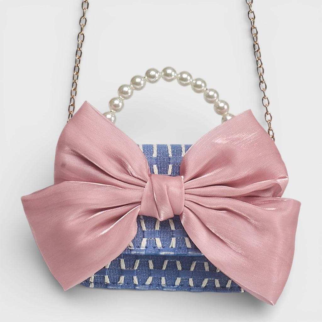 Willow & Ruby Girls' Mini Heart Crossbody Bag with Bow - Blue/Pink