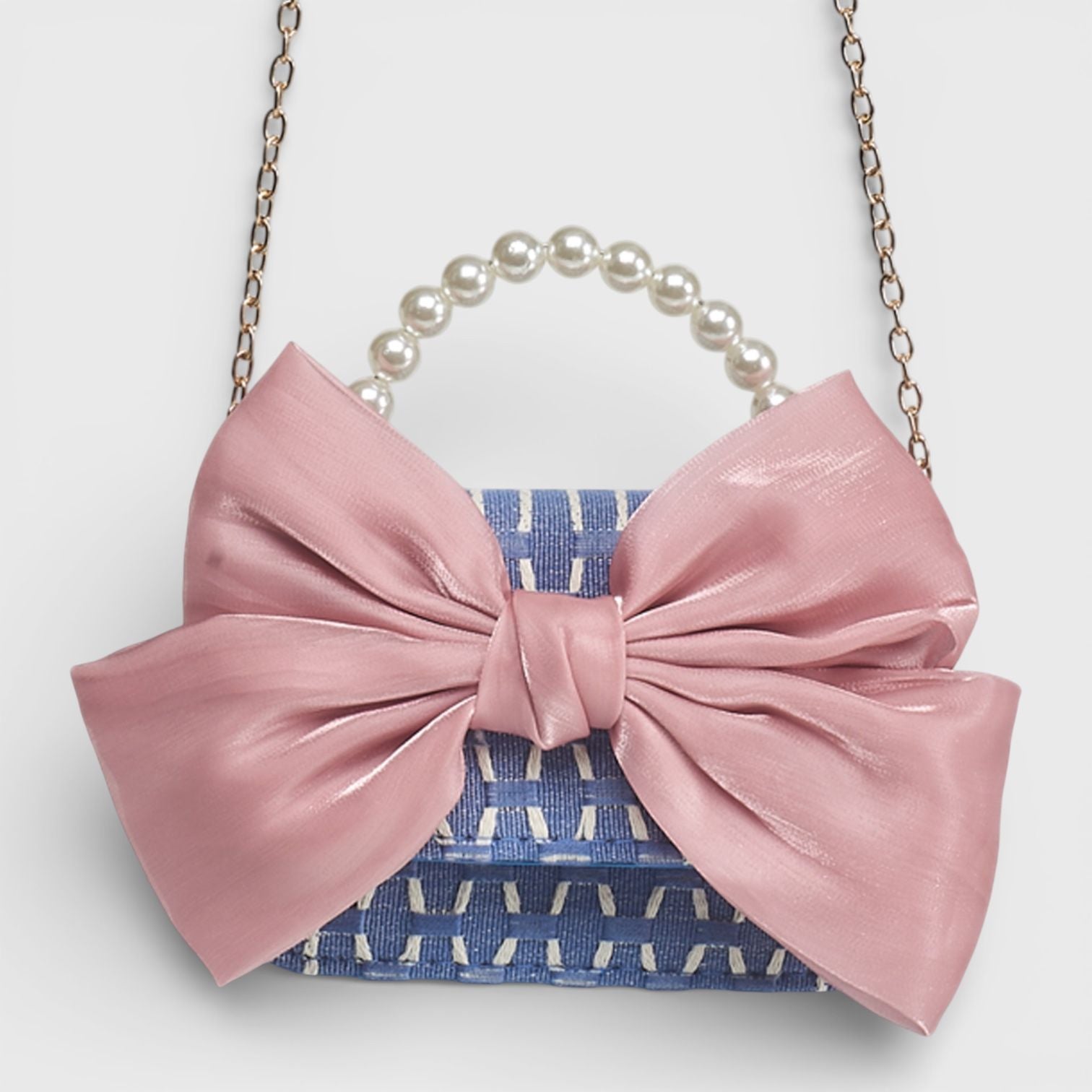 Willow & Ruby Girls' Mini Heart Crossbody Bag with Bow - Blue/Pink