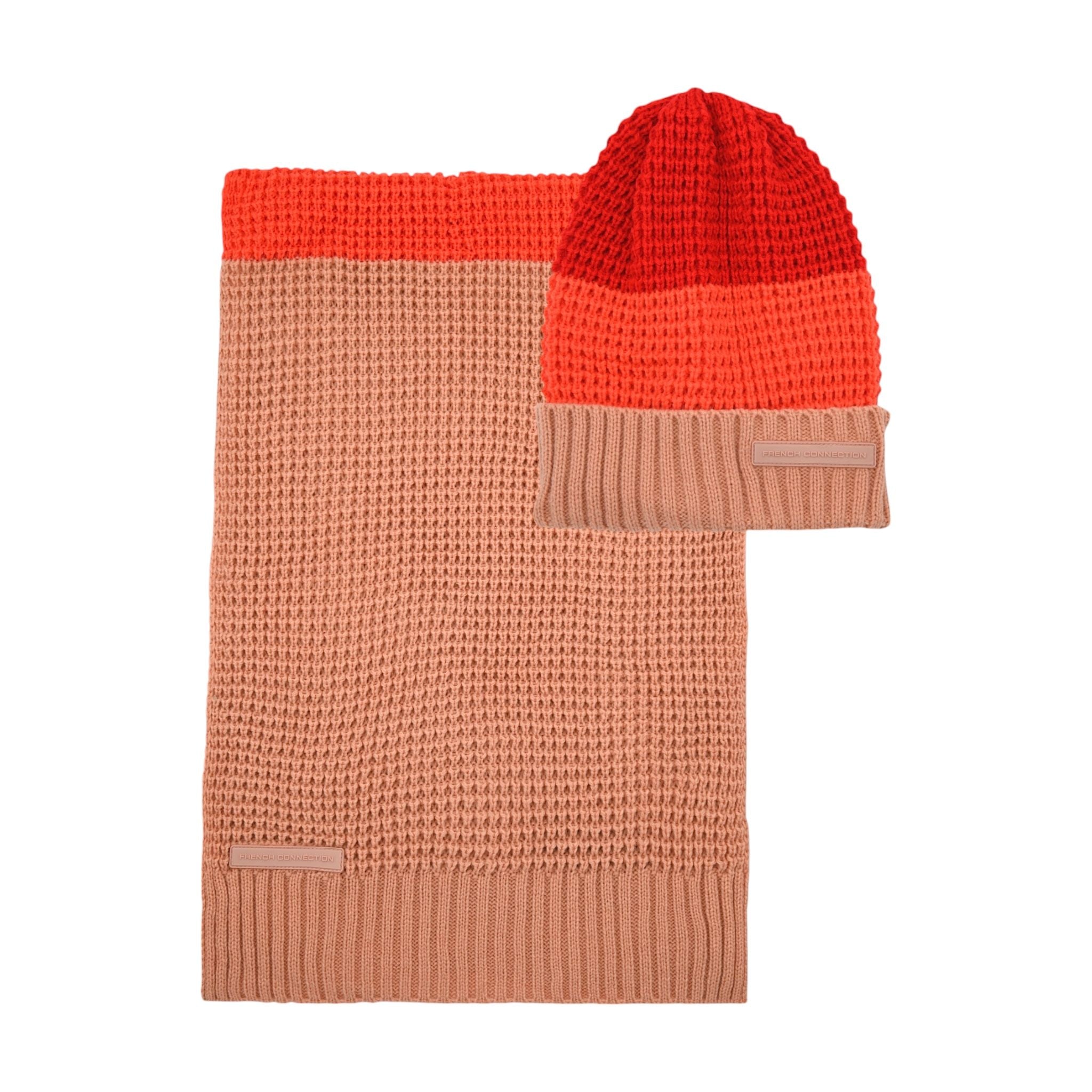 French Connection Women’s Winter Knit Hat & Scarf Set - Stylish Beanie & Cozy Matching Scarf