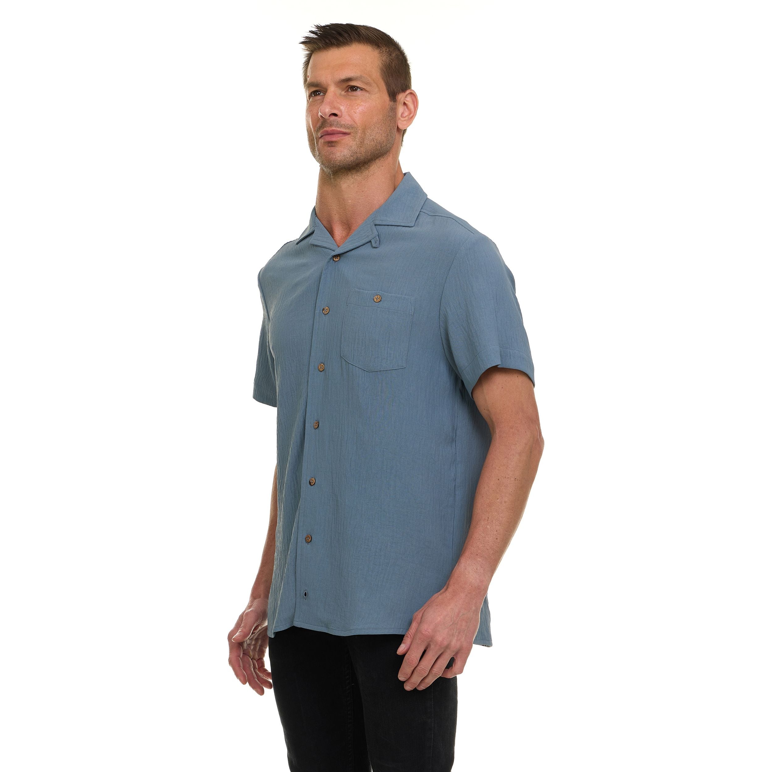 Super Triple Goose Men’s AIRFLOW Active Stretch Camp Collar Shirt – Short Sleeve, Lightweight, Breathable Button-Down Top