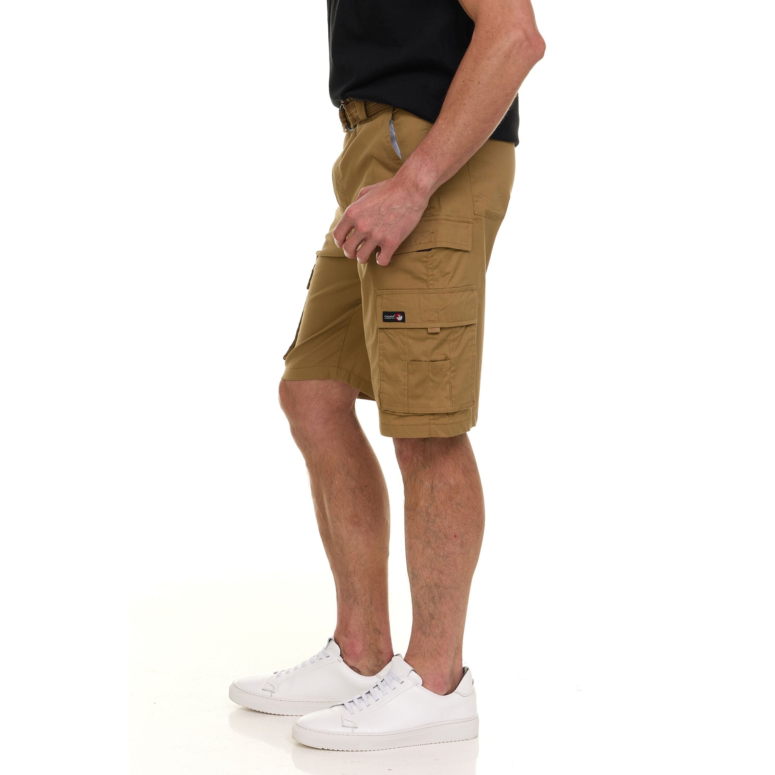 Canada Weather Gear Men’s Belted Cargo Shorts – Lightweight Cotton Stretch Fabric, Classic Fit with Multiple Pockets