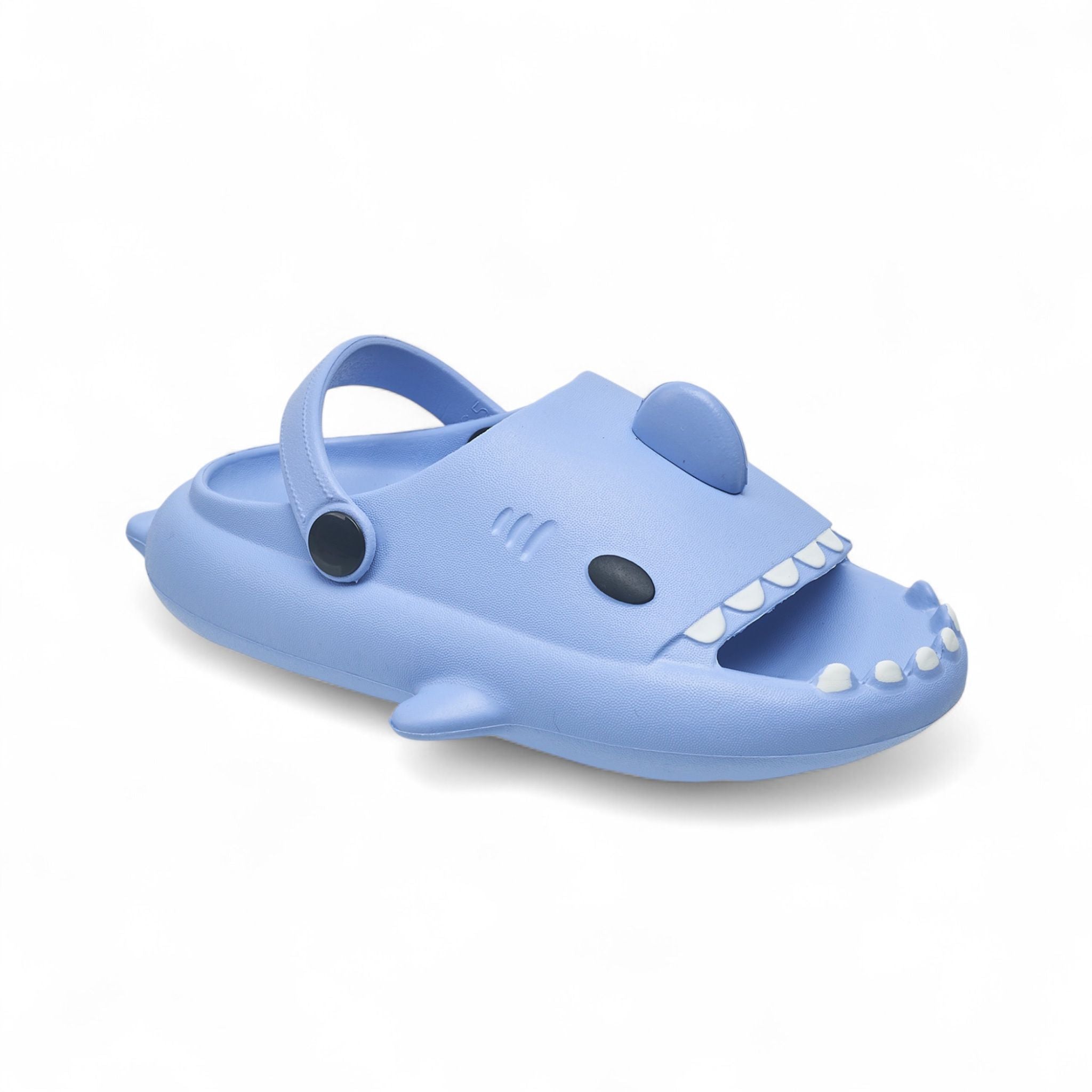 Aeropostale Toddler Boys Shark EVA Clog Slides – Lightweight Water Sandals w/ Heel Strap, Non-Slip Sole in Ocean Blue, Size Small (5-6)