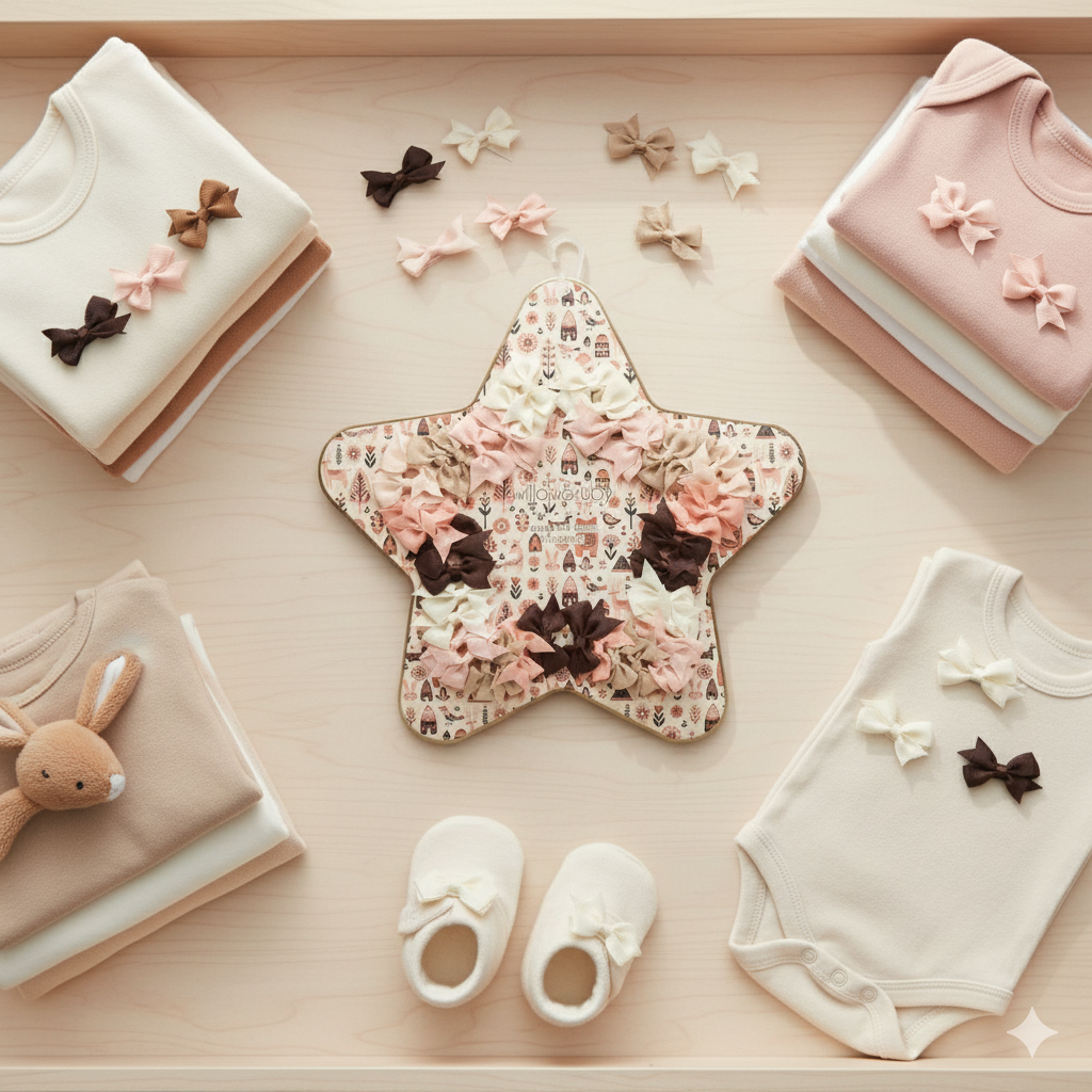 Willow & Ruby 40-Pack Autumn Star Themed Baby Hair Bow Set -  Assorted Baby Bows for 0-12 Months, Colorful Clips for Infants, Girl, 40pcs