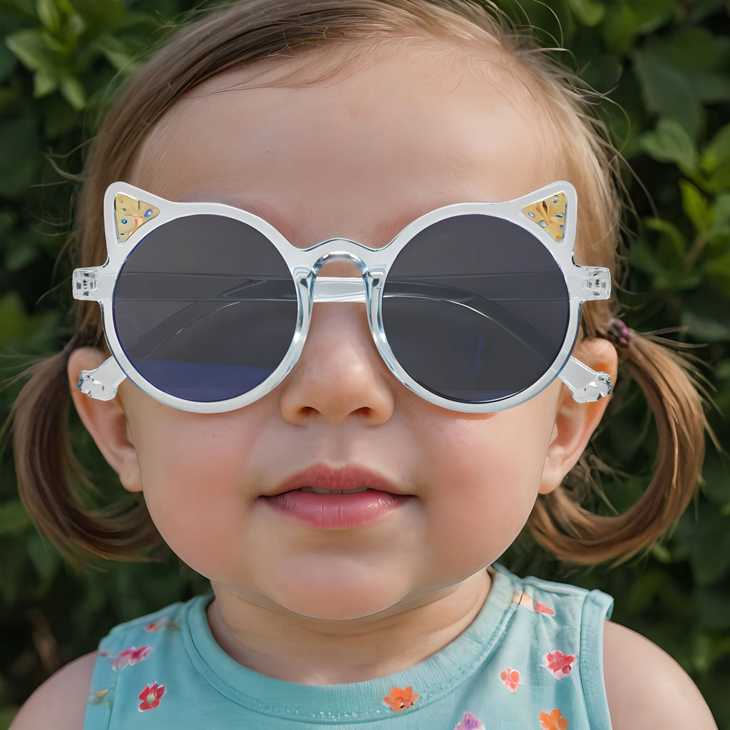 Willow & Ruby 2 Pack Infant's Sunglasses for Girls (Infant, Baby) in Pink Flower & Glossy Blue Cat