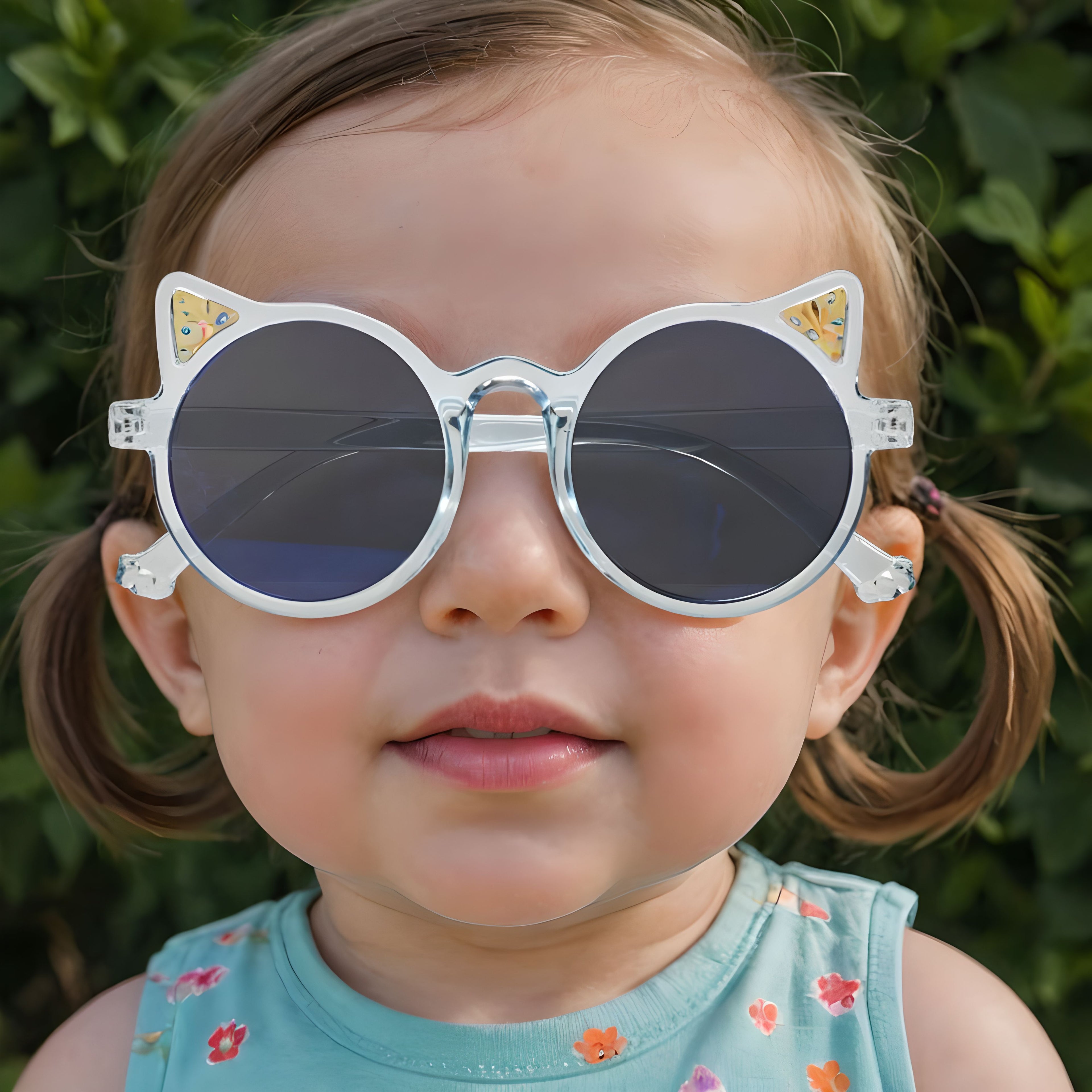 Willow & Ruby 2 Pack Infant's Sunglasses for Girls (Infant, Baby) in Pink Flower & Glossy Blue Cat