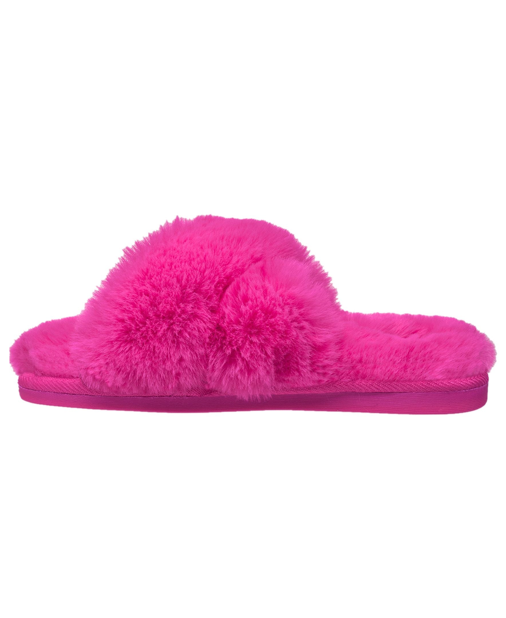 Aeropostale Women's Fuzzy Criss Cross House Slippers with Cushioned Comfort in Black