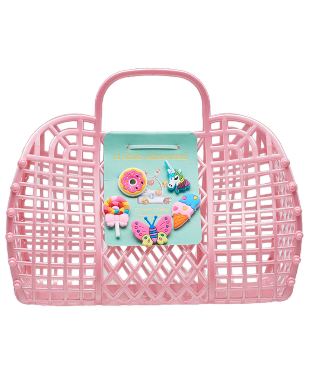 A Little Obsessed Kid's Jelly Tote Bag With Charms for Girls (Youth)