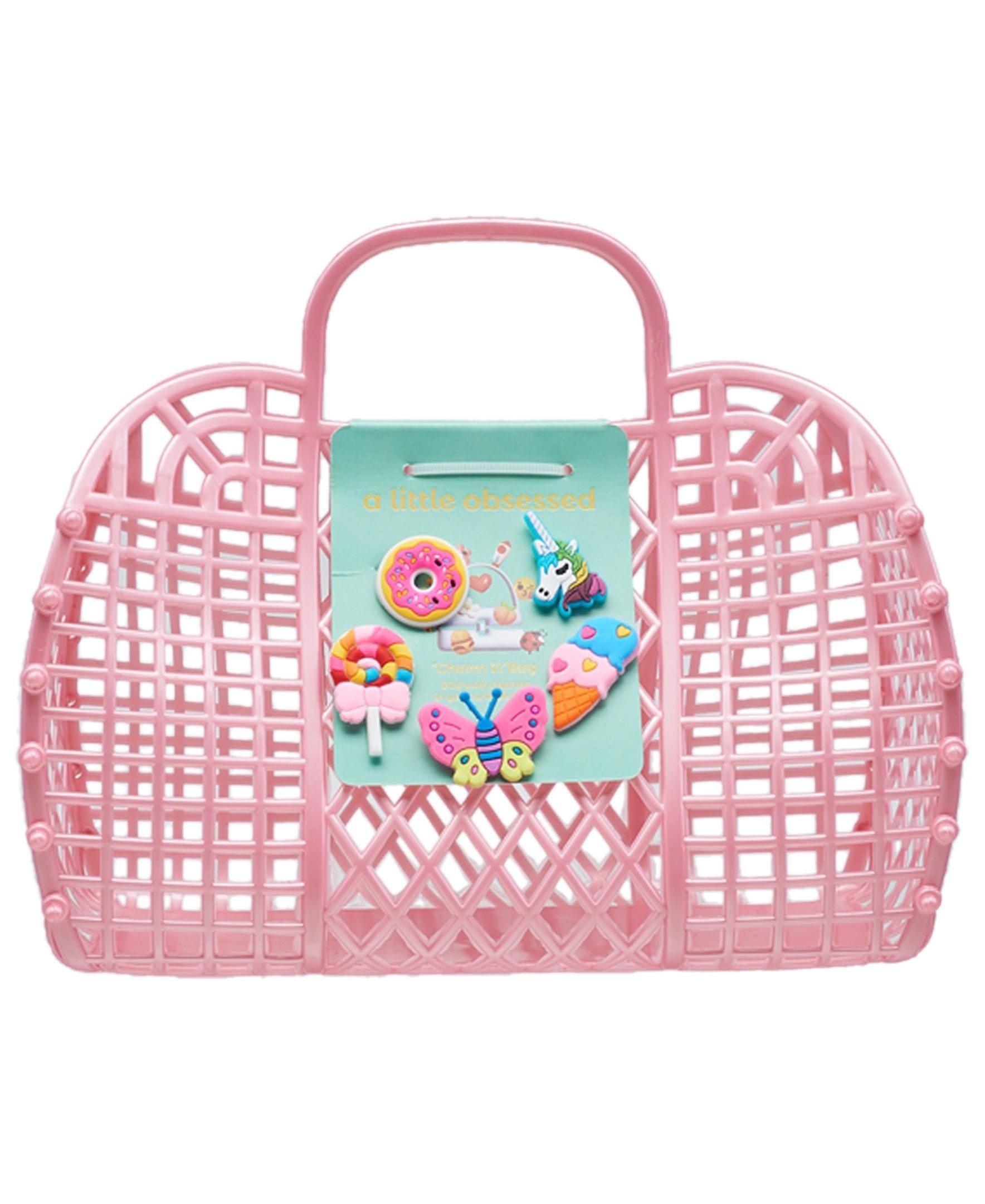 A Little Obsessed Kid's Jelly Tote Bag With Charms for Girls (Youth)