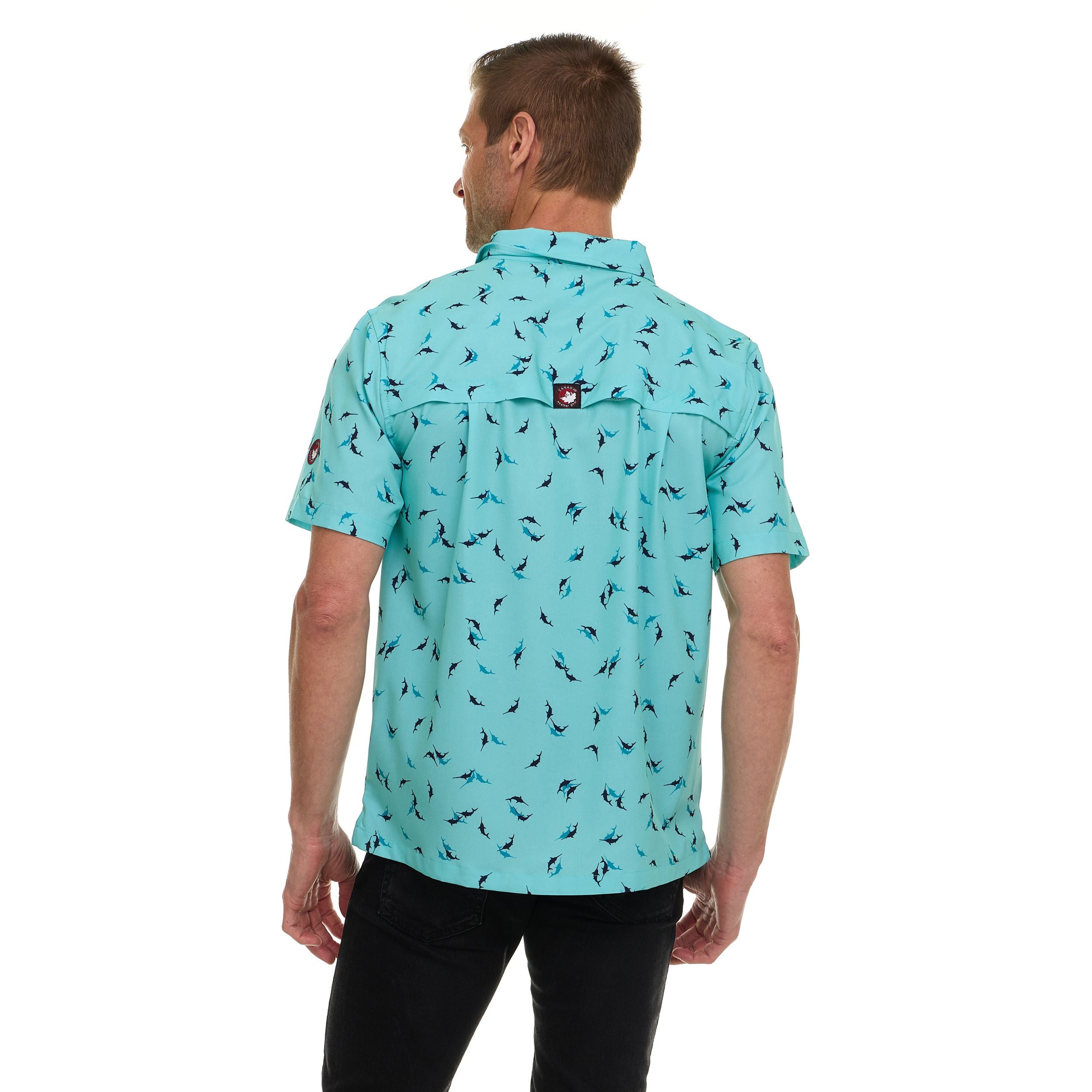 Canada Weather Gear Men’s Short Sleeve Button-Down Shirt – Casual Lightweight Printed Shirt with Chest Pocket