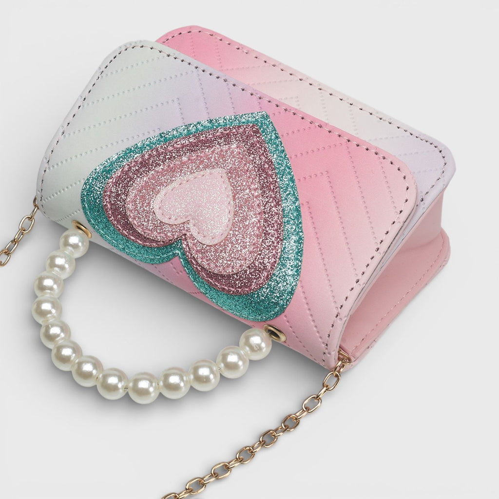 Willow & Ruby Girls' Mini Crossbody Handbag - Groovy Heart Bag- Pink