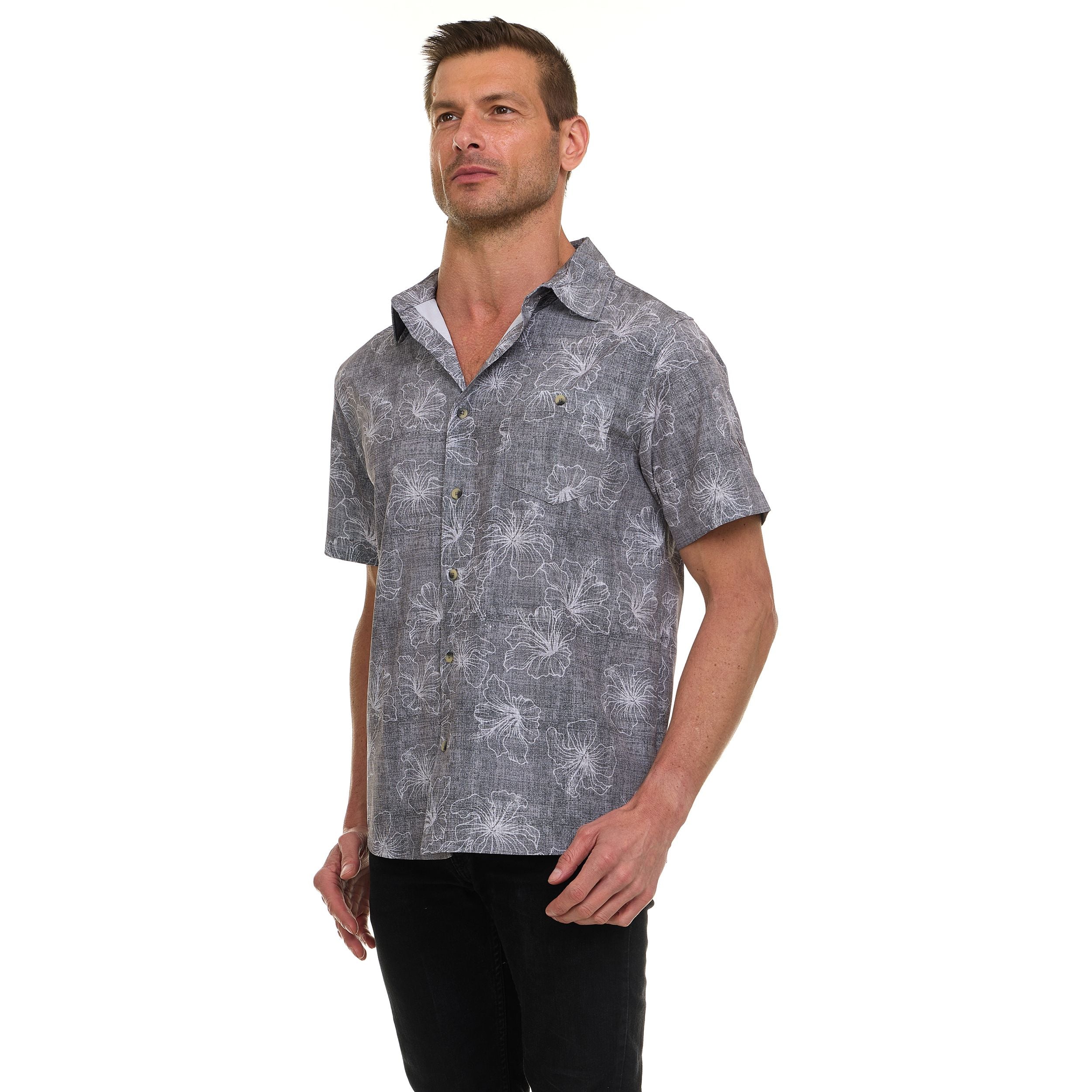 Canada Weather Gear Men’s Short Sleeve Button-Down Shirt – Casual Lightweight Printed Shirt with Chest Pocket