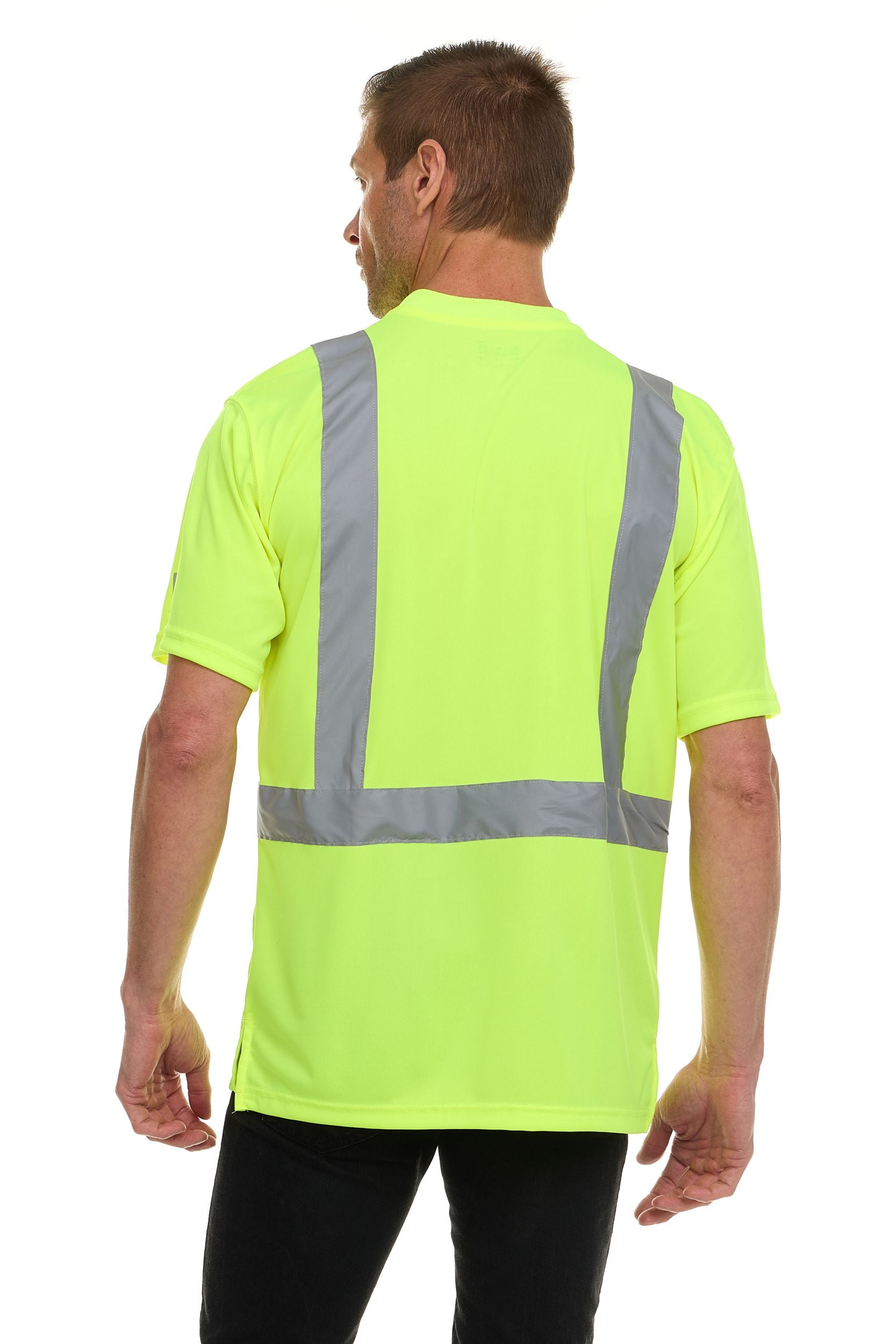 Canada Weather Gear Men’s High Visibility Safety Tee – Reflective Short Sleeve Work Shirt – Lightweight & Breathable