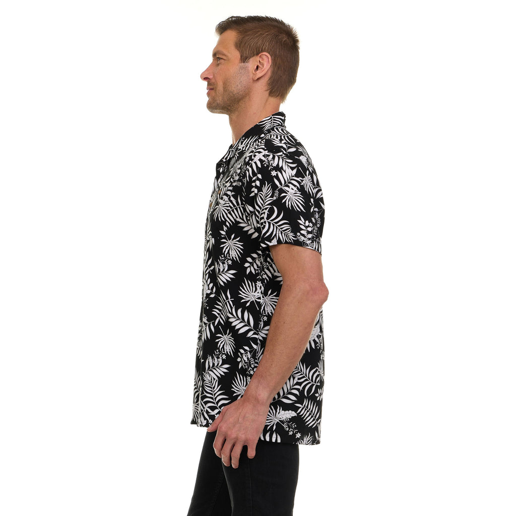 Super Triple Goose Men’s Printed Rayon Camp Collar Shirt - Soft Feel, Moisture-Wicking, Easy Care