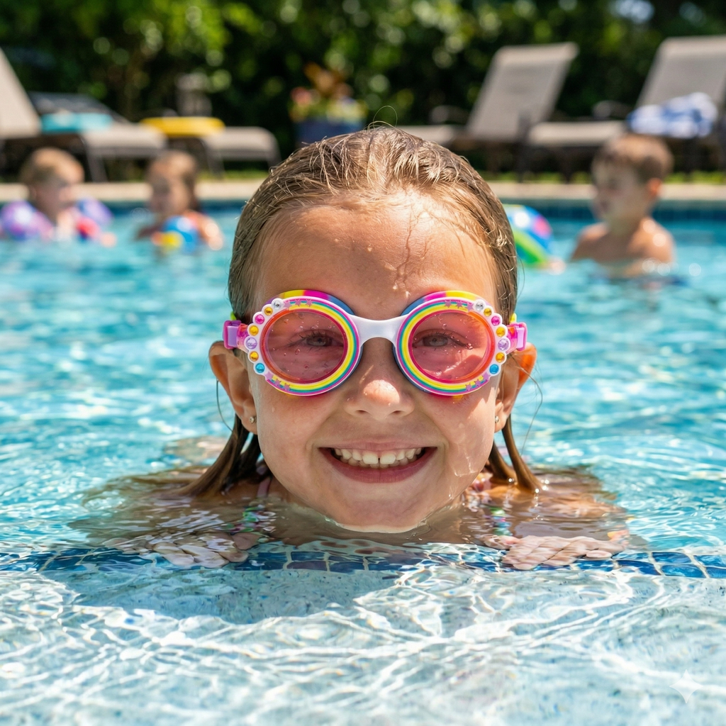 H2O Life Kids' Rainbow Bling Swim Goggles - Multicolored with Rhinestones