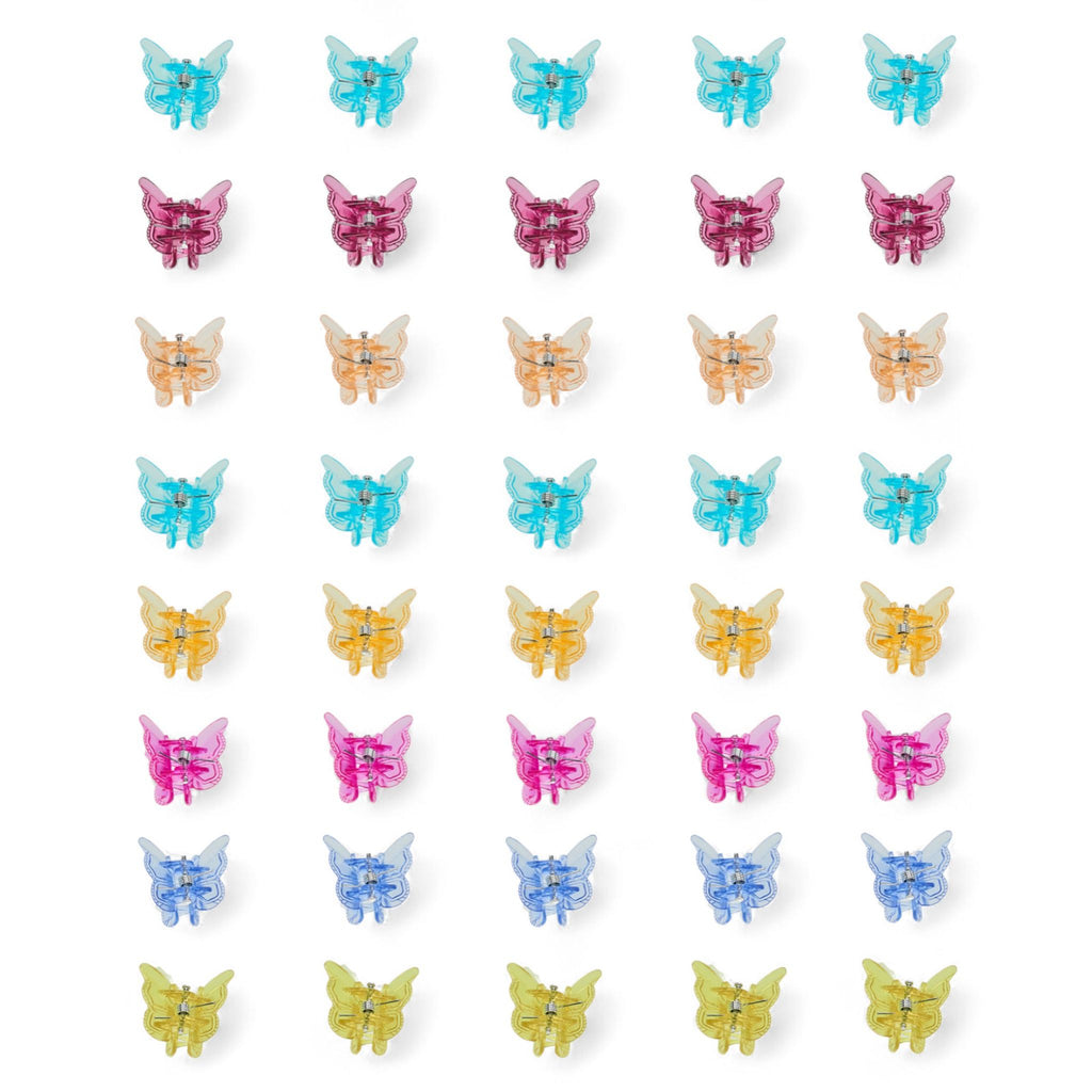 Willow & Ruby Girl's 50-Piece Mini Flower Hair Claw Clips - Multicolor Set, No-Slip Design - 50pcs