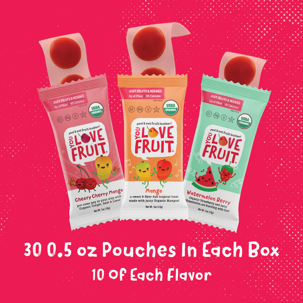YOU LOVE FRUIT Organic Fruit Snacks Variety Box — 30 Count (3 flavors per box)