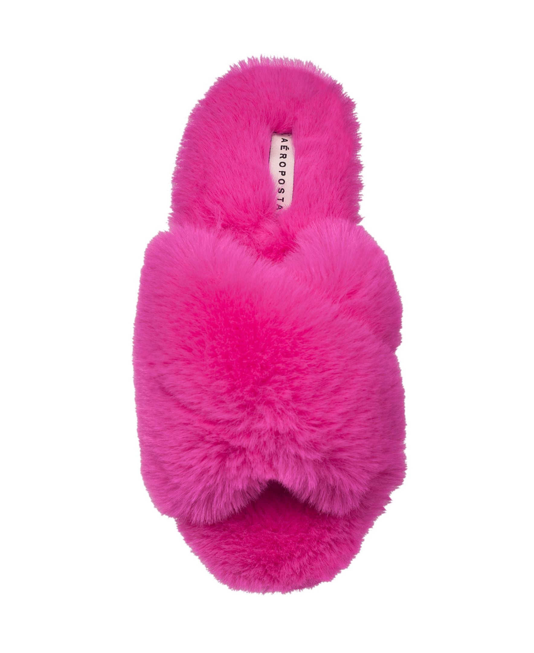 Aeropostale Women's Fuzzy Criss Cross House Slippers with Cushioned Comfort in Black