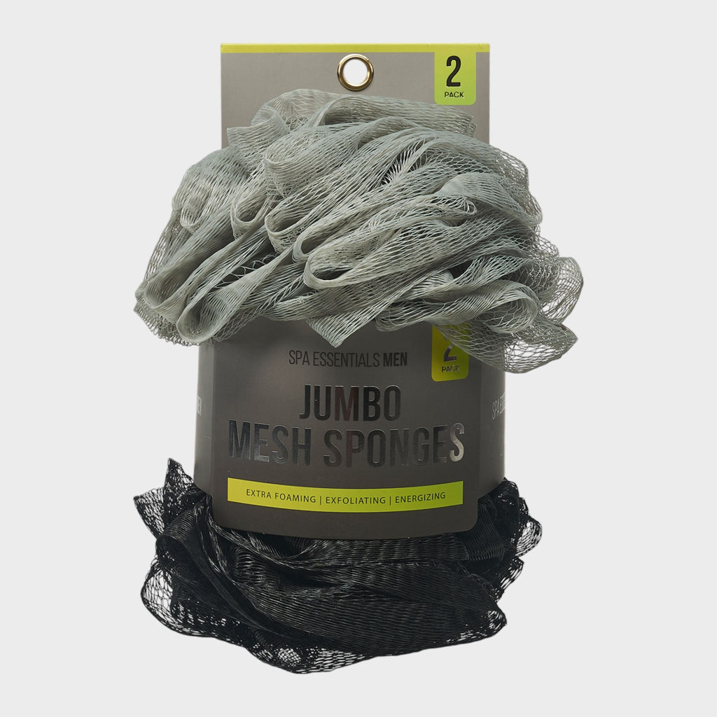 Spa Essentials Large Bath Loofahs - Extra Foaming Jumbo Shower Poufs Exfoliating Body Scrubber Mesh Sponges