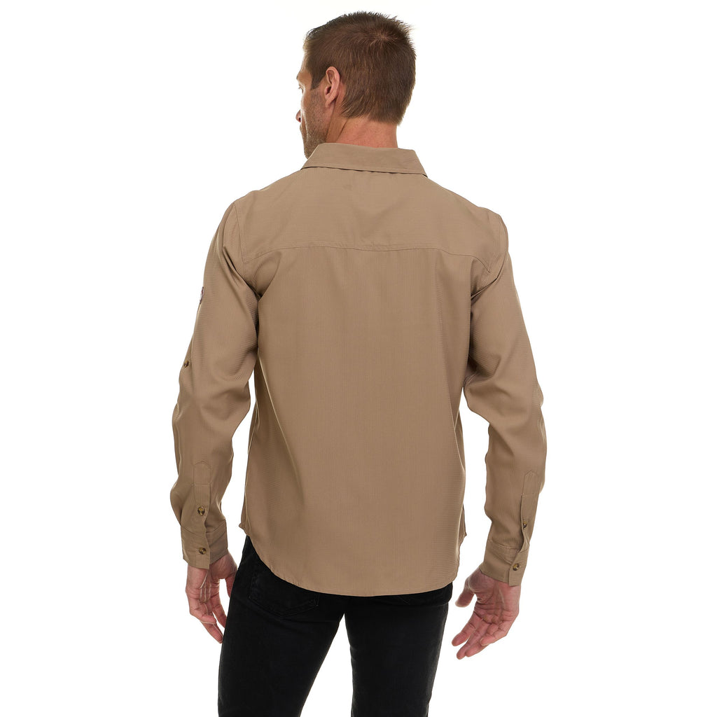 Canada Weather Gear Men’s Long Sleeve Ripstop Shirt – Roll-Up Sleeves, Dual Chest Pockets, Outdoor Lightweight Button-Down