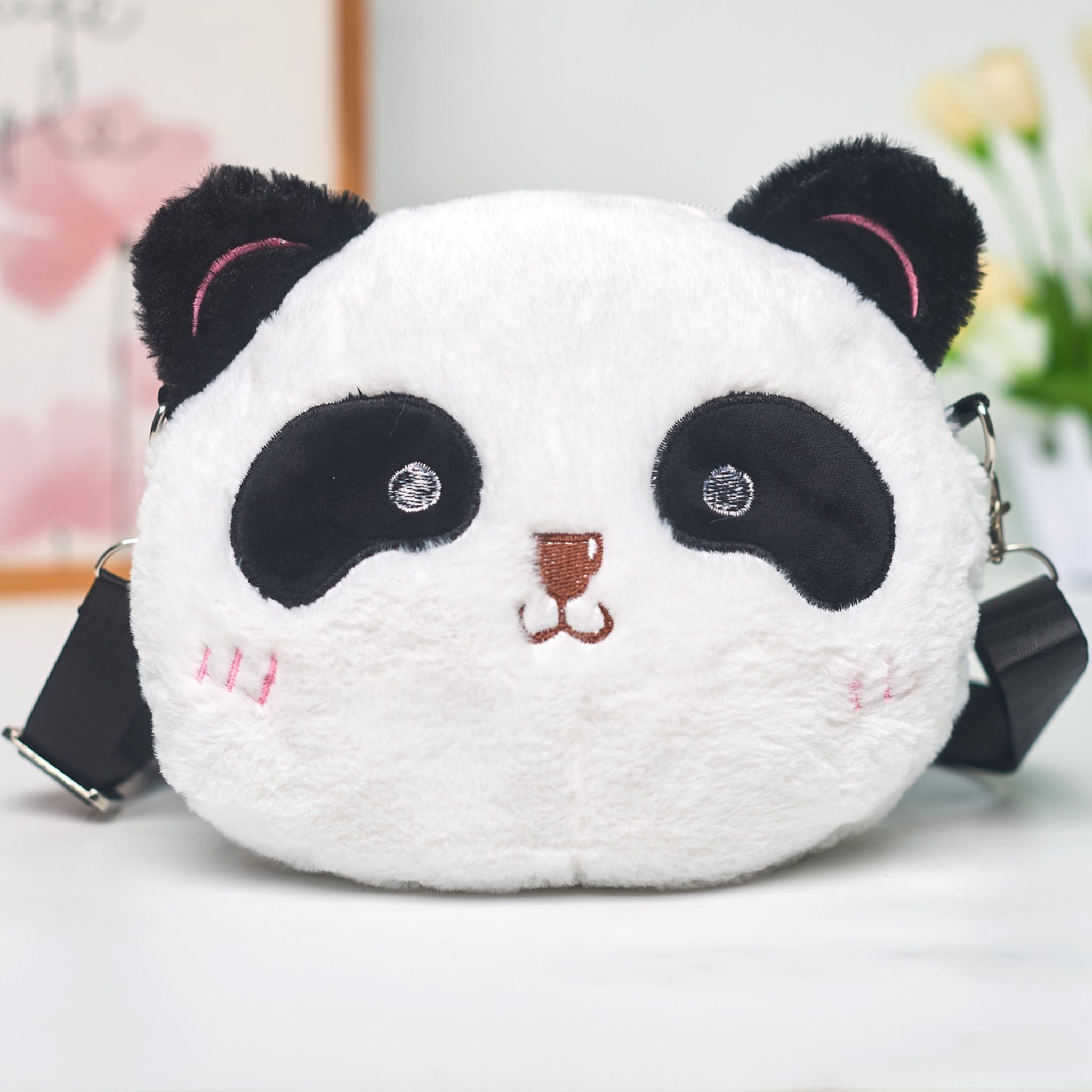 A Little Obsessed Girls' Cute & Fuzzy Panda Crossbody Purse