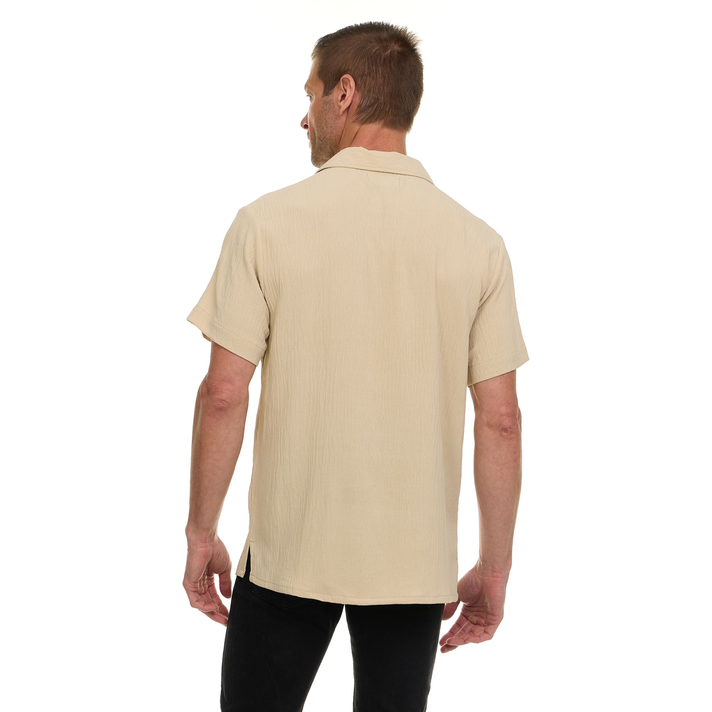 Super Triple Goose Men’s AIRFLOW Active Stretch Camp Collar Shirt – Short Sleeve, Lightweight, Breathable Button-Down Top