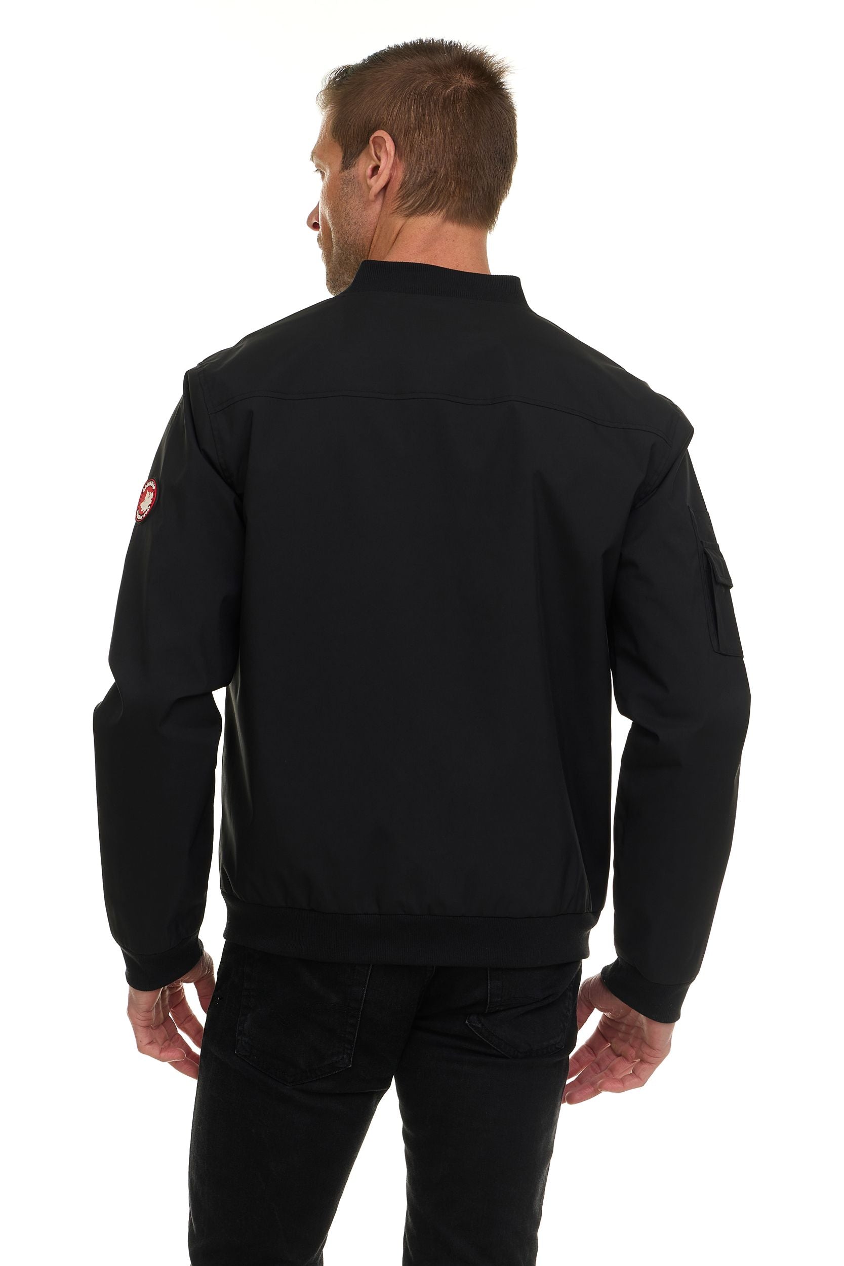 Canada Weather Gear Men’s Water Resistant Microfiber Bomber Jacket – Lightweight Zip-Up Windbreaker with Sleeve Pocket