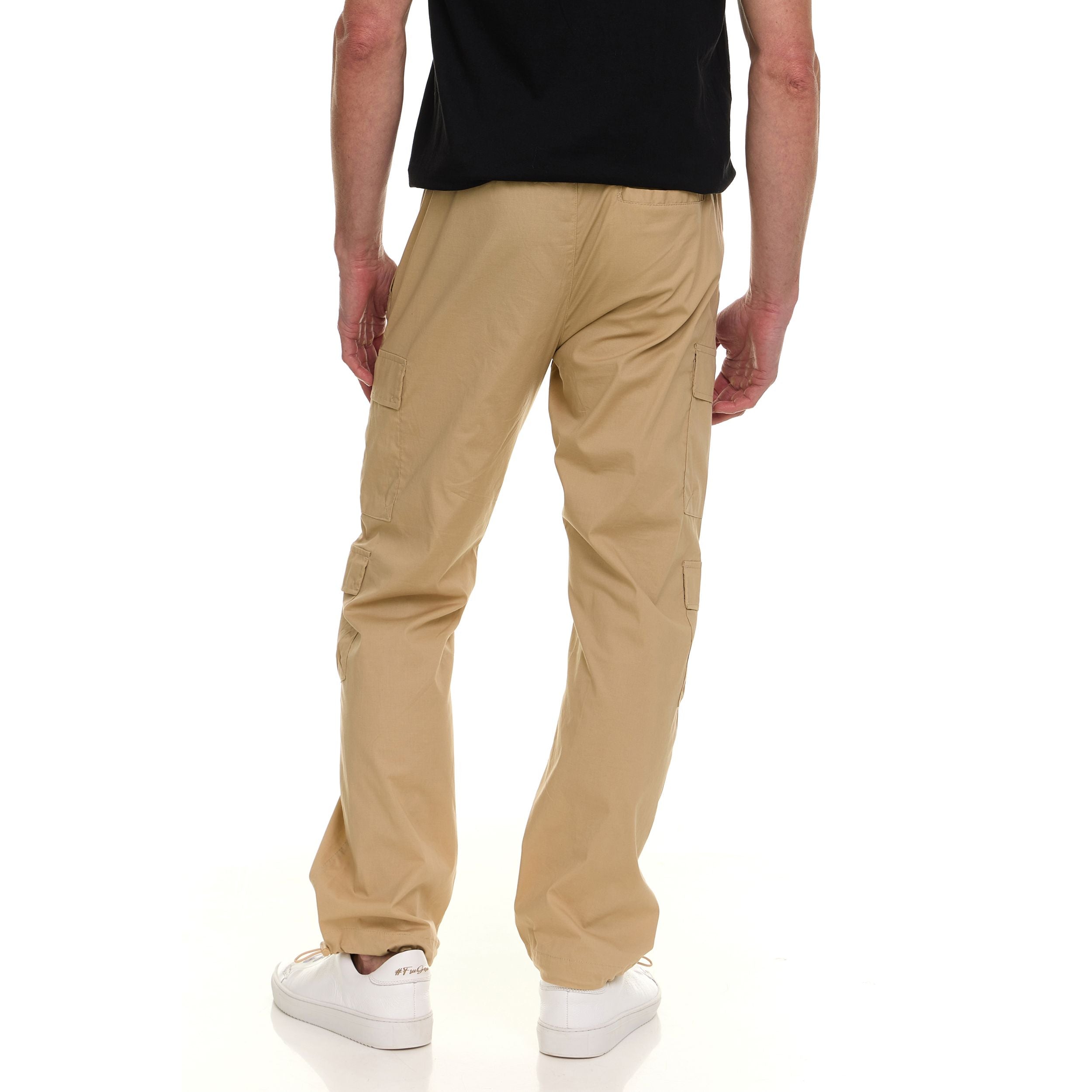 Canada Weather Gear Men’s 4-Pocket Lightweight Cargo Pants – Elastic Waistband with Drawstring, Adjustable Hem, Relaxed Fit