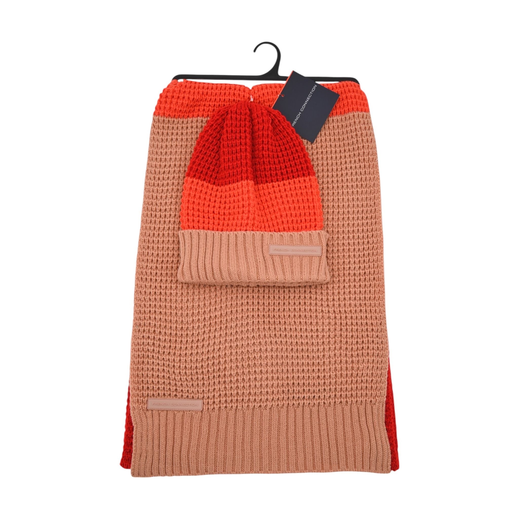 French Connection Women’s Winter Knit Hat & Scarf Set - Stylish Beanie & Cozy Matching Scarf