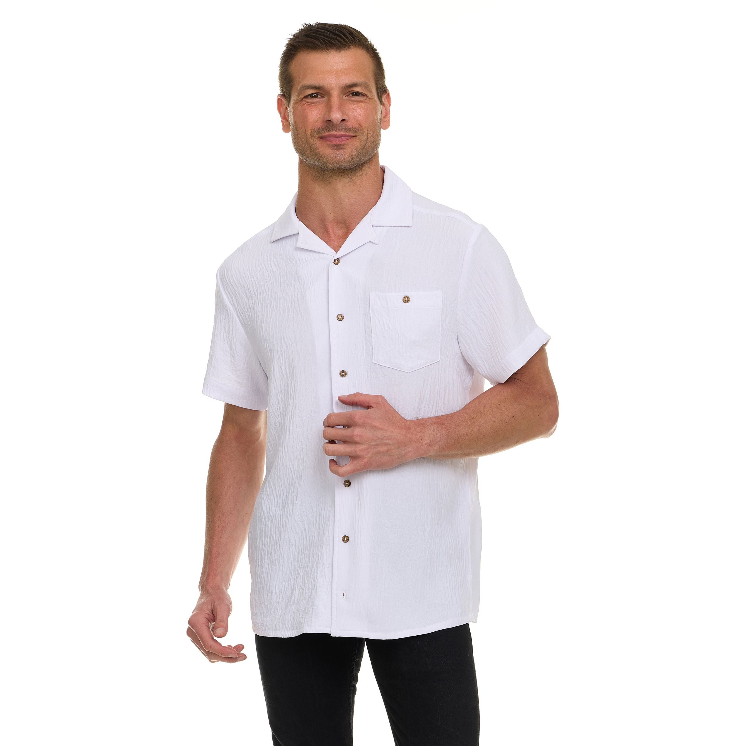 Super Triple Goose Men’s AIRFLOW Active Stretch Camp Collar Shirt – Short Sleeve, Lightweight, Breathable Button-Down Top