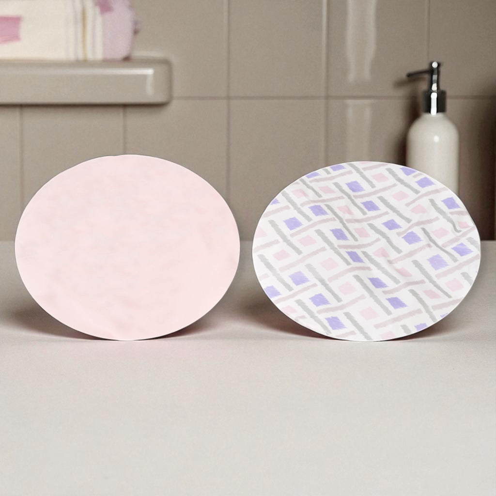 Spa Essentials 2-Pack Shower Caps – Reversible Waterproof Caps with Stylish Patterns & Solid Colors – Hair Protection
