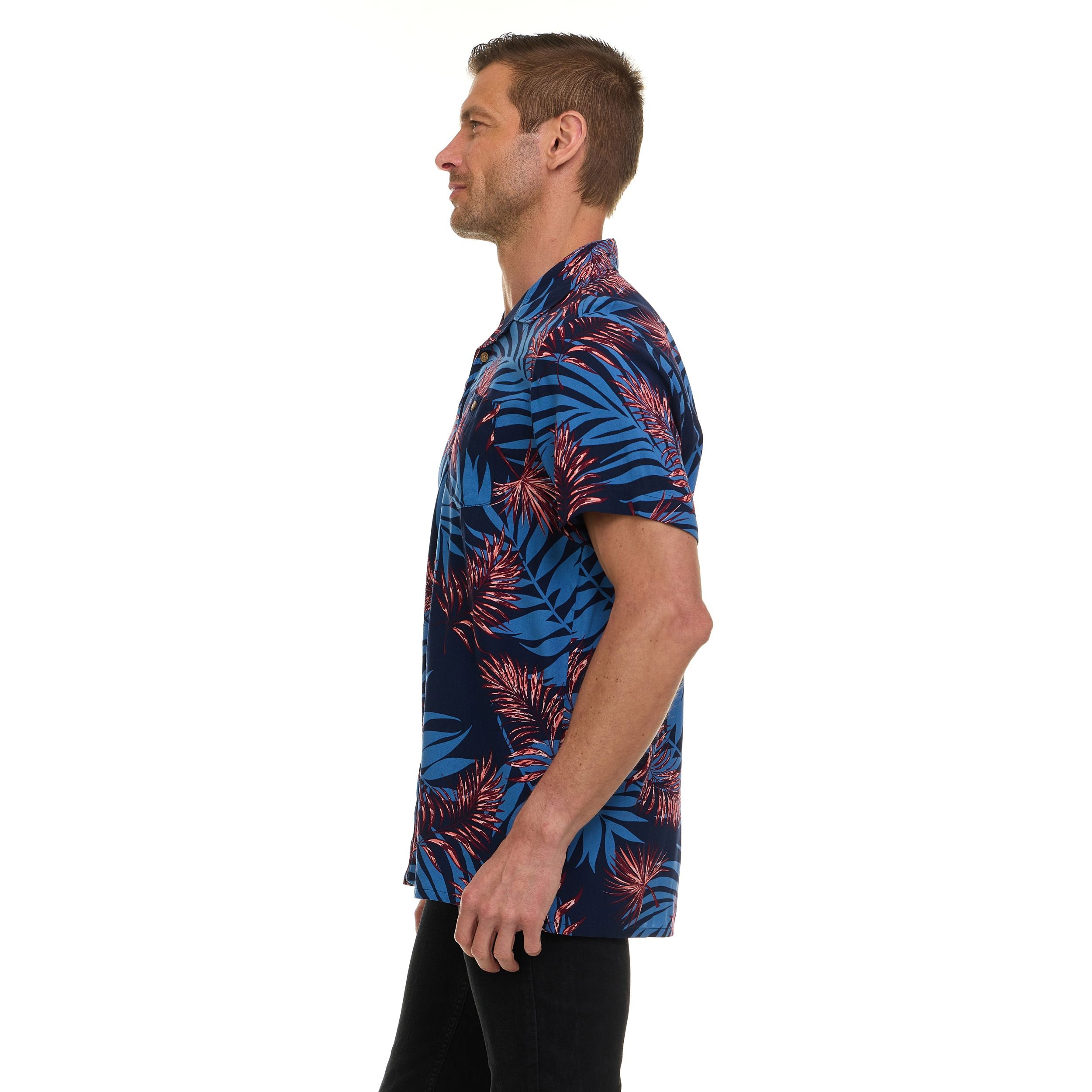 Super Triple Goose Men’s Short Sleeve Button Down Aloha Shirt – Soft Feel, Moisture Wicking, Easy Care
