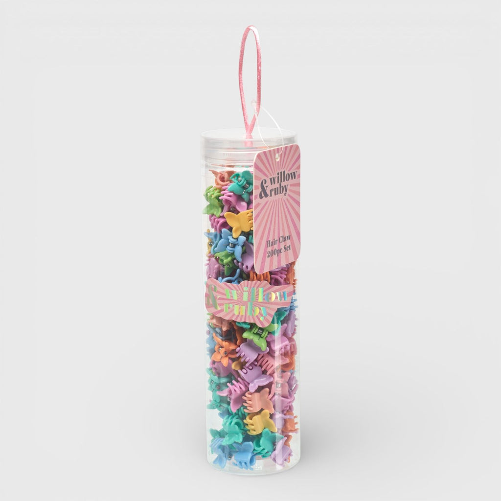 Willow & Ruby 170pc Mini Butterfly Hair Claw Clip Set - Assorted Multicolor