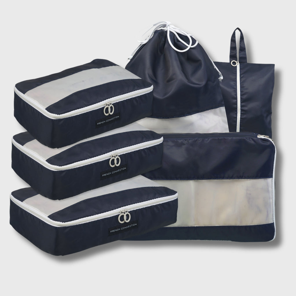 French Connection 6pc Packing Cube Set - Travel Storage Set for Luggage