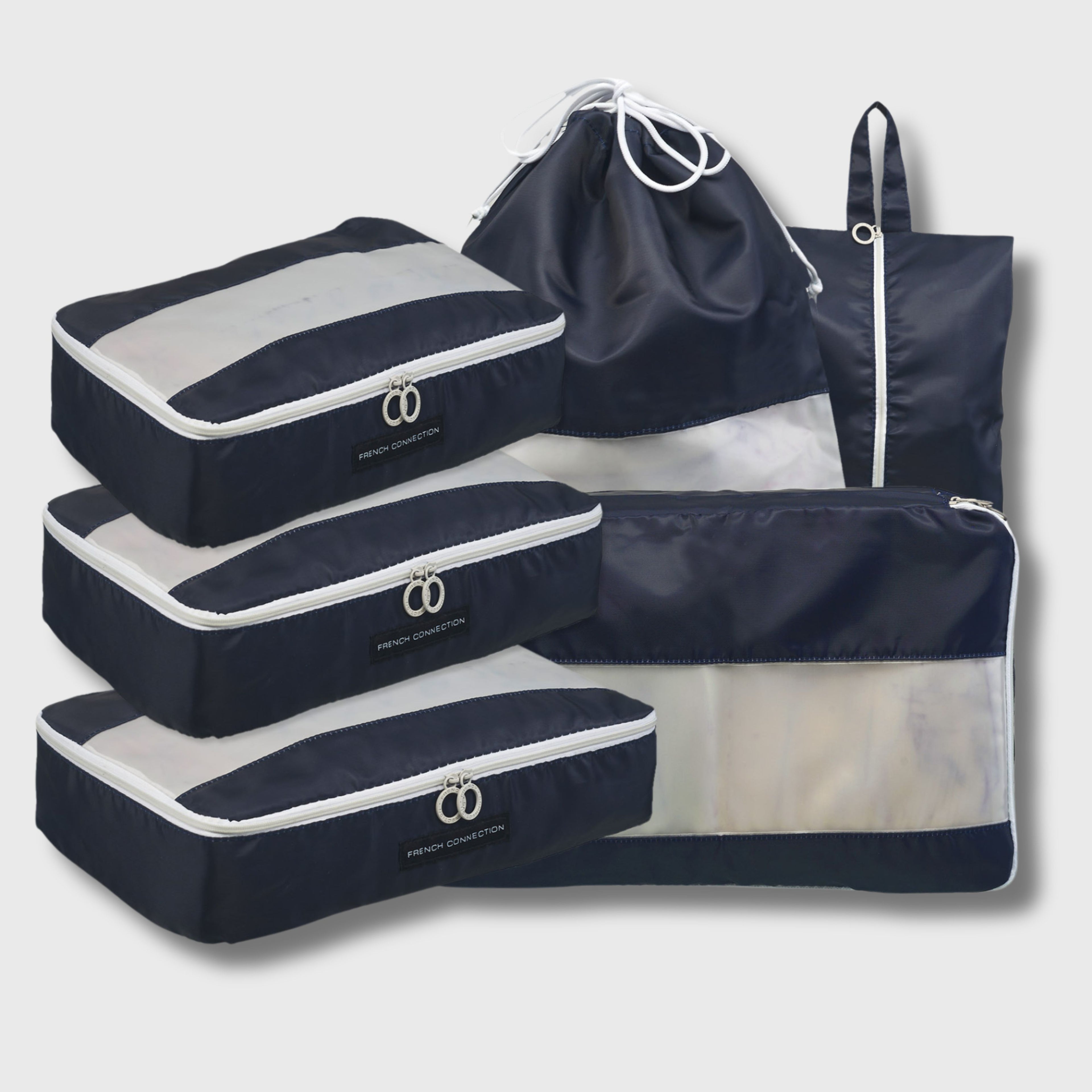 French Connection 6pc Packing Cube Set - Travel Storage Set for Luggage