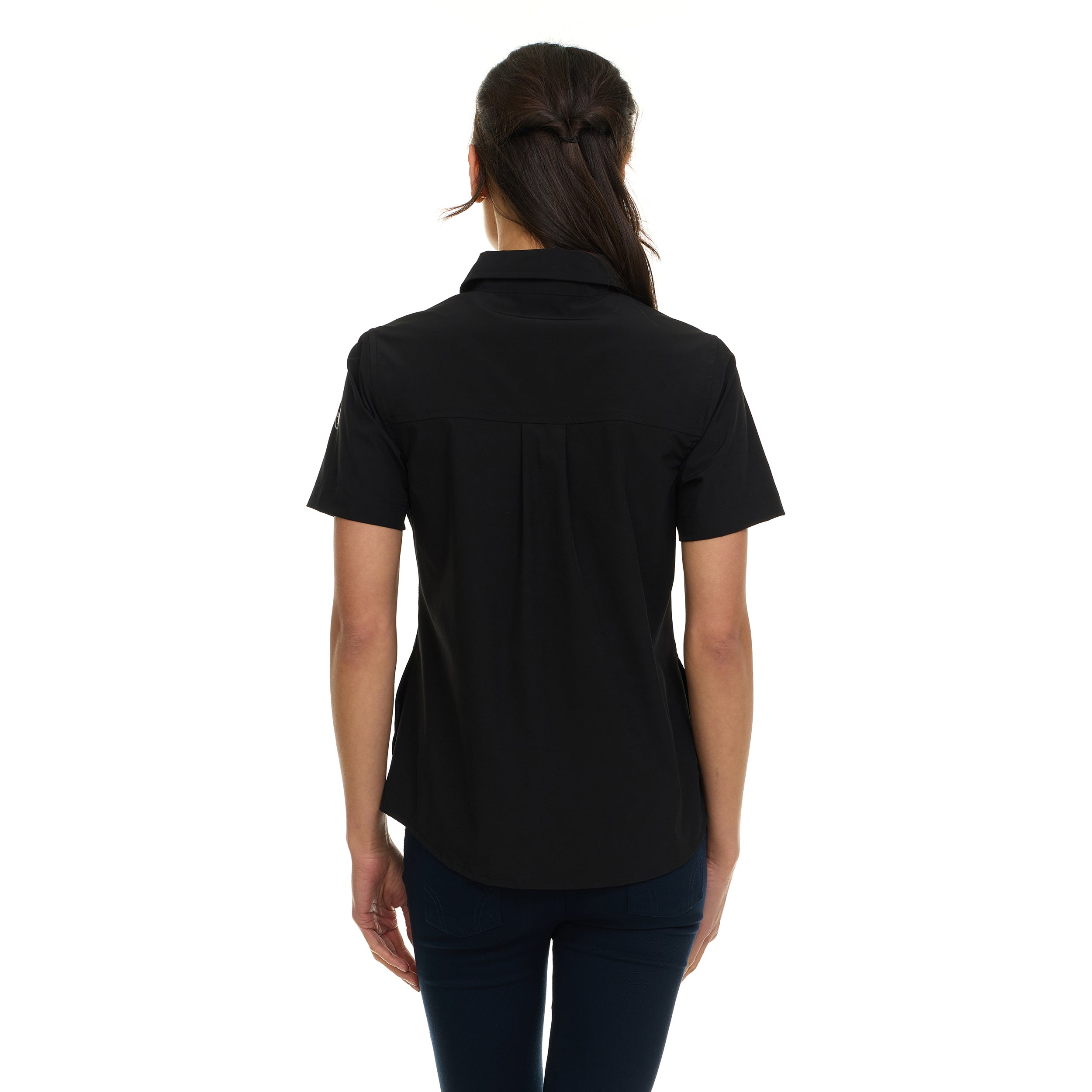 Canada Weather Gear Women's Short Sleeve 4-Pocket Button-Up Shirt – Lightweight Utility Collared Top with Chest, Side Seam Pockets