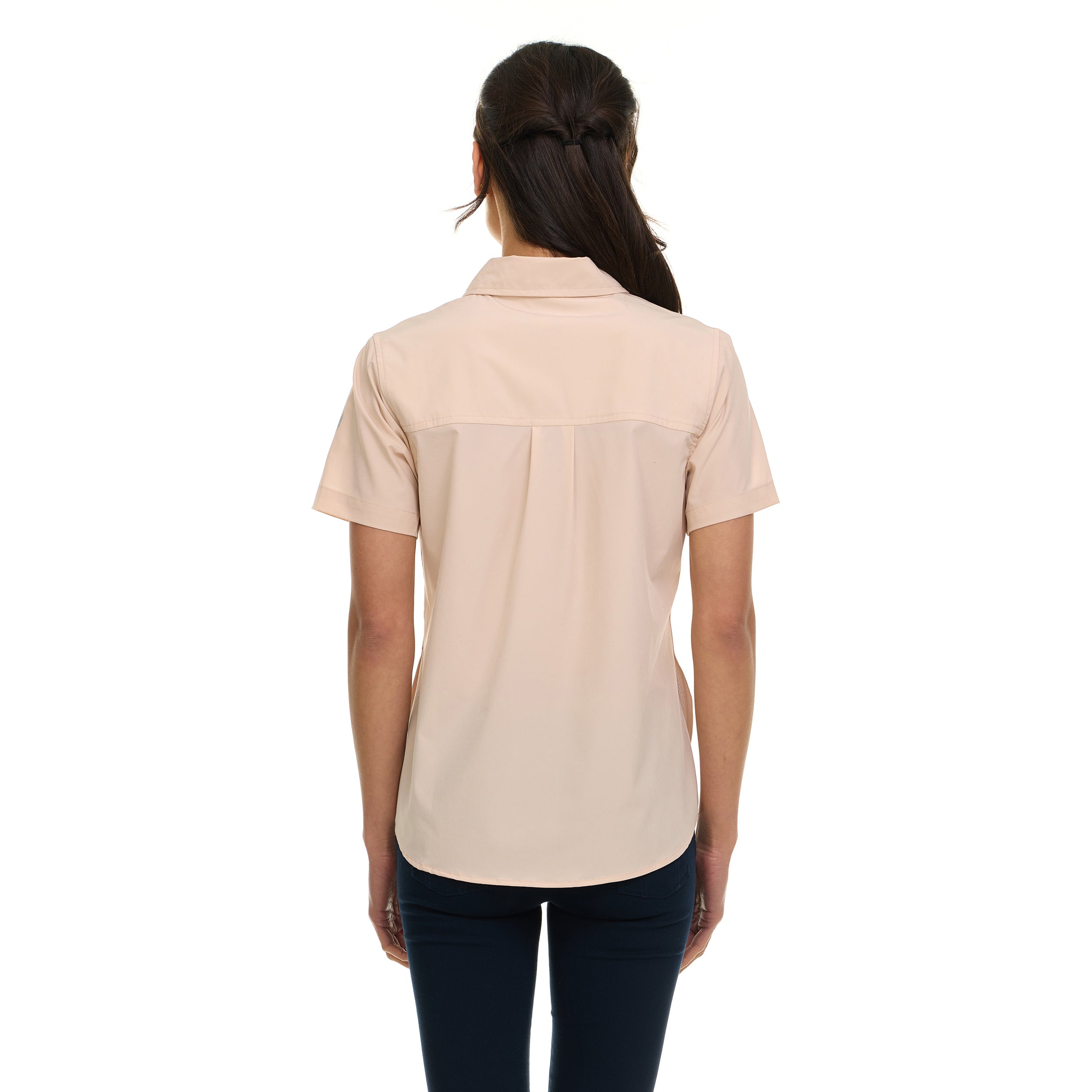 Canada Weather Gear Women's Short Sleeve 4-Pocket Button-Up Shirt – Lightweight Utility Collared Top with Chest, Side Seam Pockets