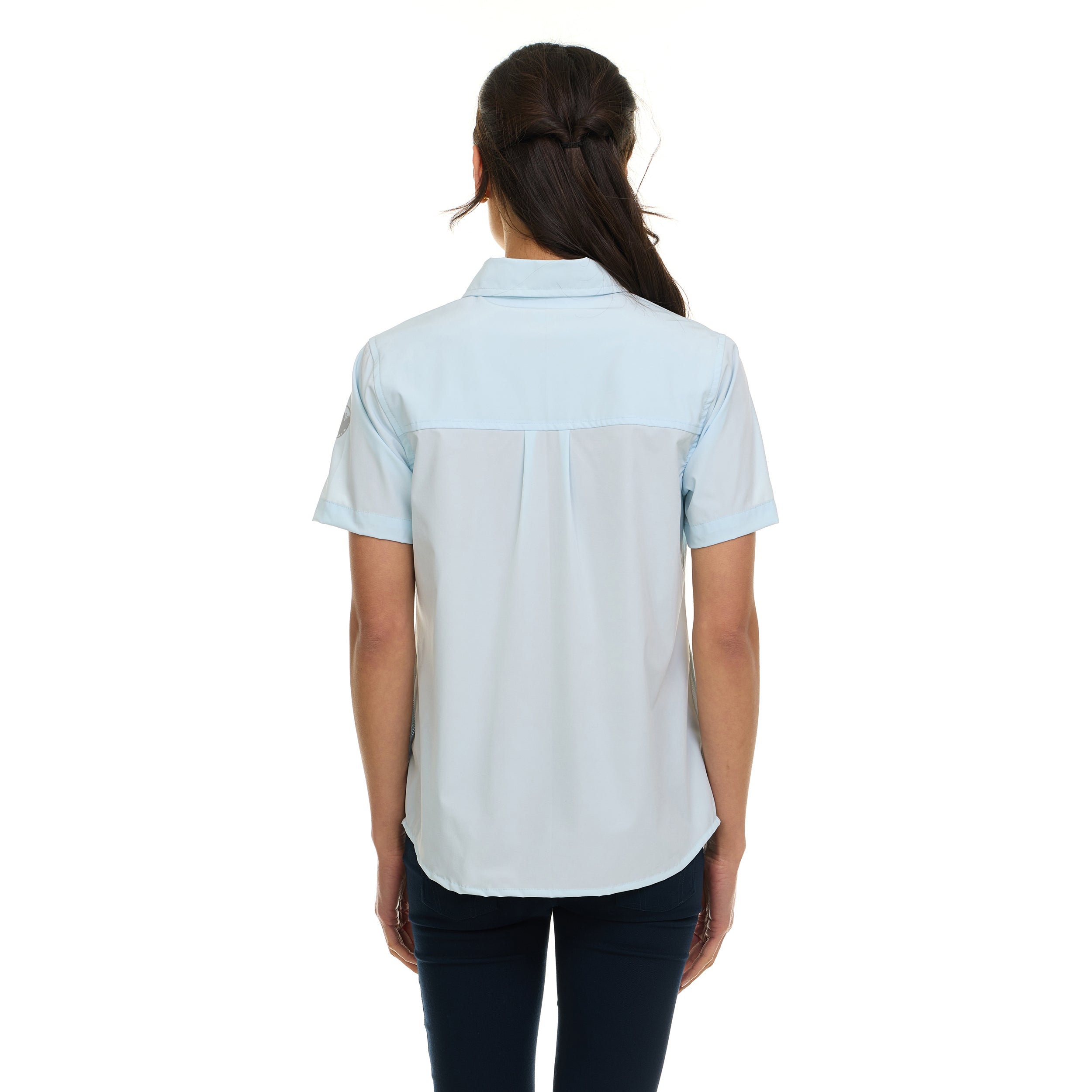 Canada Weather Gear Women's Short Sleeve 4-Pocket Button-Up Shirt – Lightweight Utility Collared Top with Chest, Side Seam Pockets