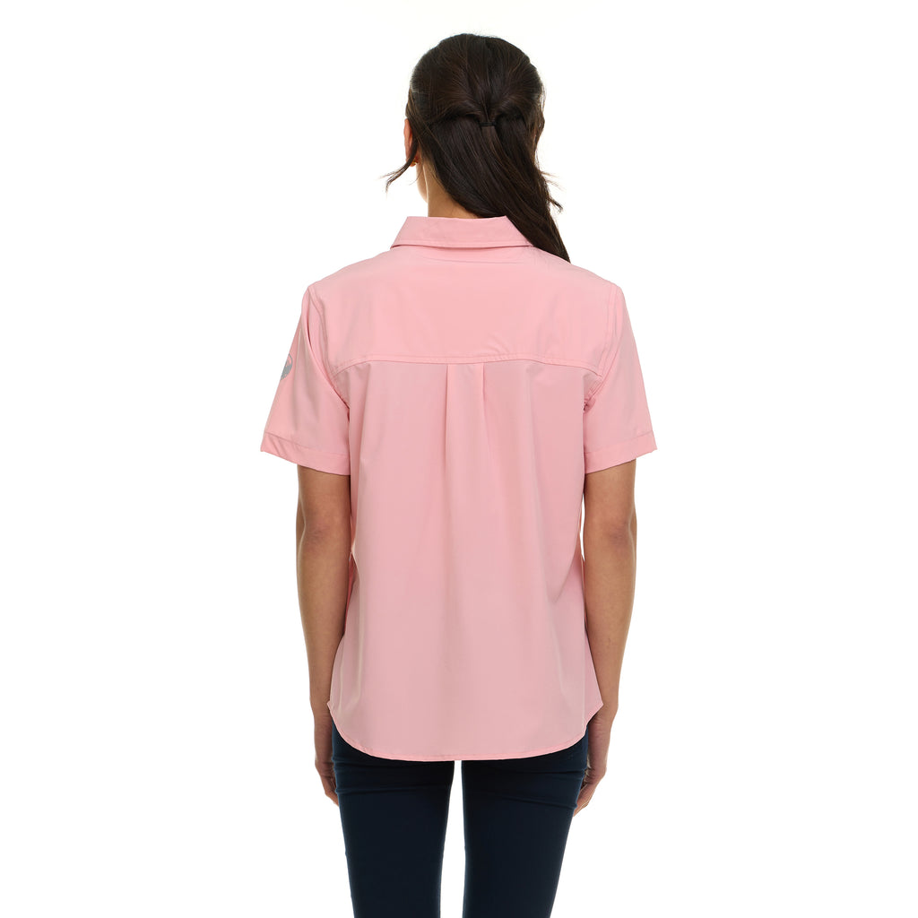 Canada Weather Gear Women's Short Sleeve 4-Pocket Button-Up Shirt – Lightweight Utility Collared Top with Chest, Side Seam Pockets